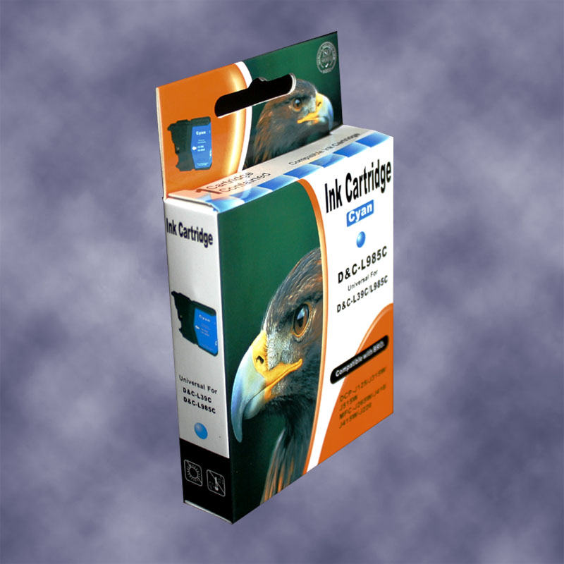 Verpackung für cyan Tintenpatrone mit Adlerbild. Kompatibel mit DCP-J125.