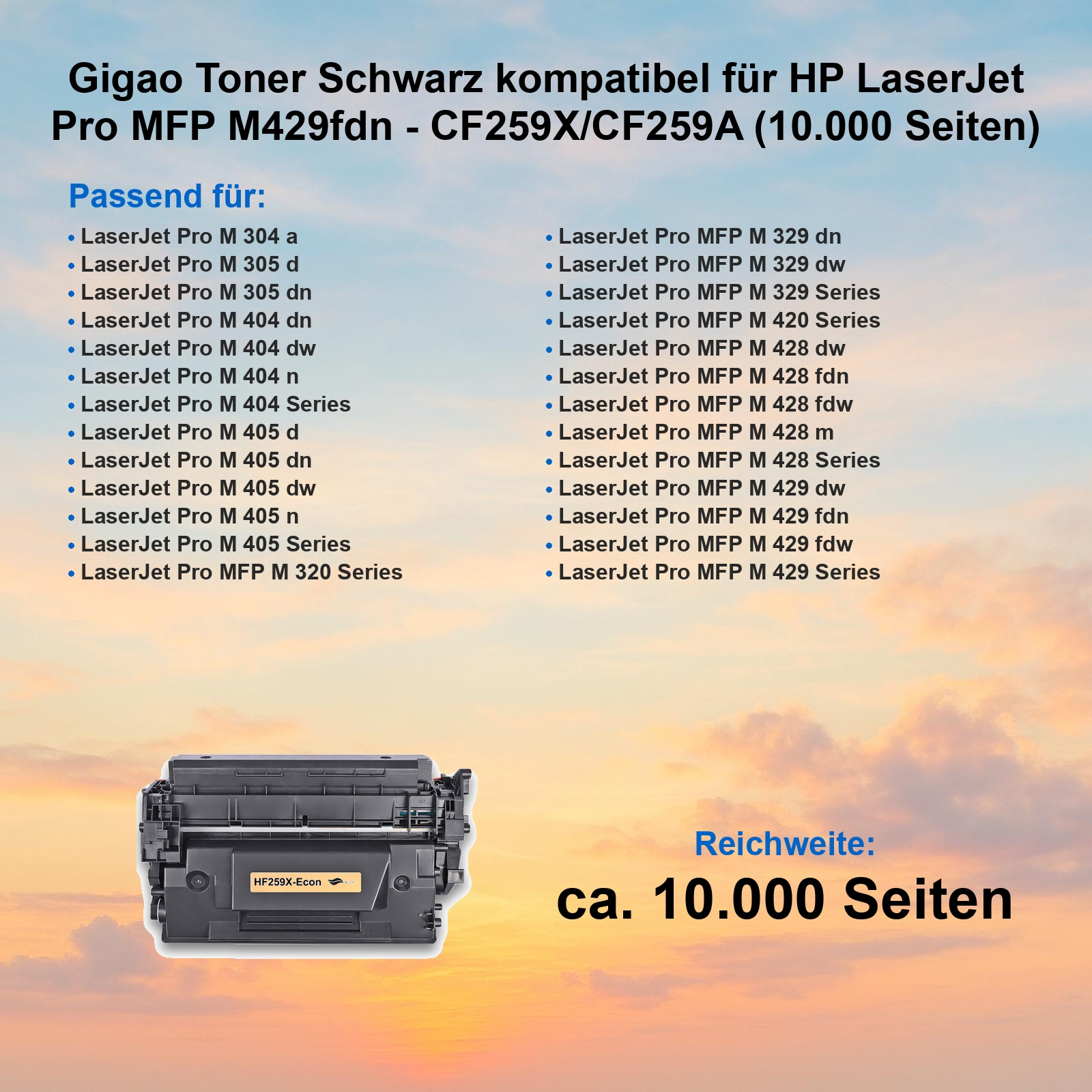 Schwarzer Tonerkartusche für HP LaserJet Pro MFP M429fdn. 10.000 Seiten.