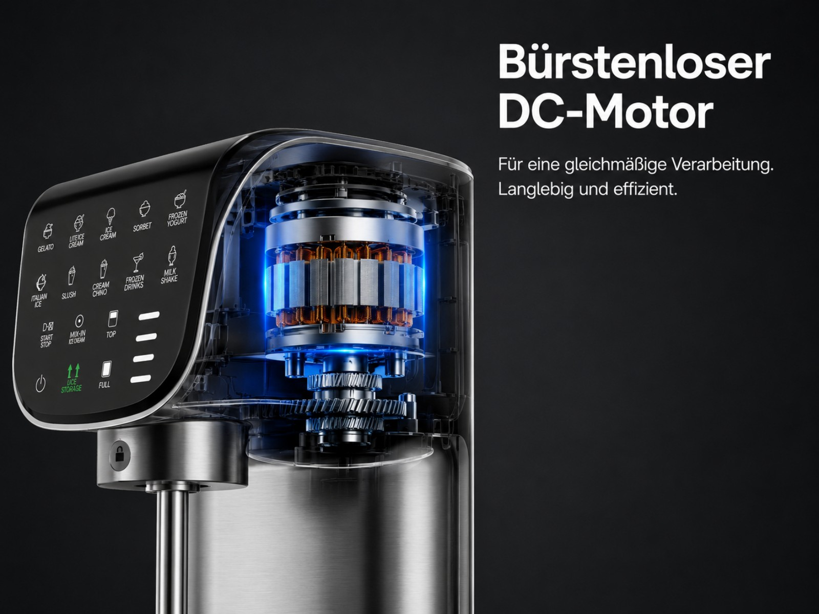 Ein Eisbereiter-Motor mit verschiedenen Funktionen und Optionen.