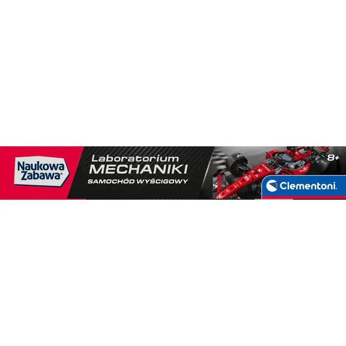 Czerwony zestaw konstrukcyjny samochodu wyścigowego F1 Clementoni od 8 lat.