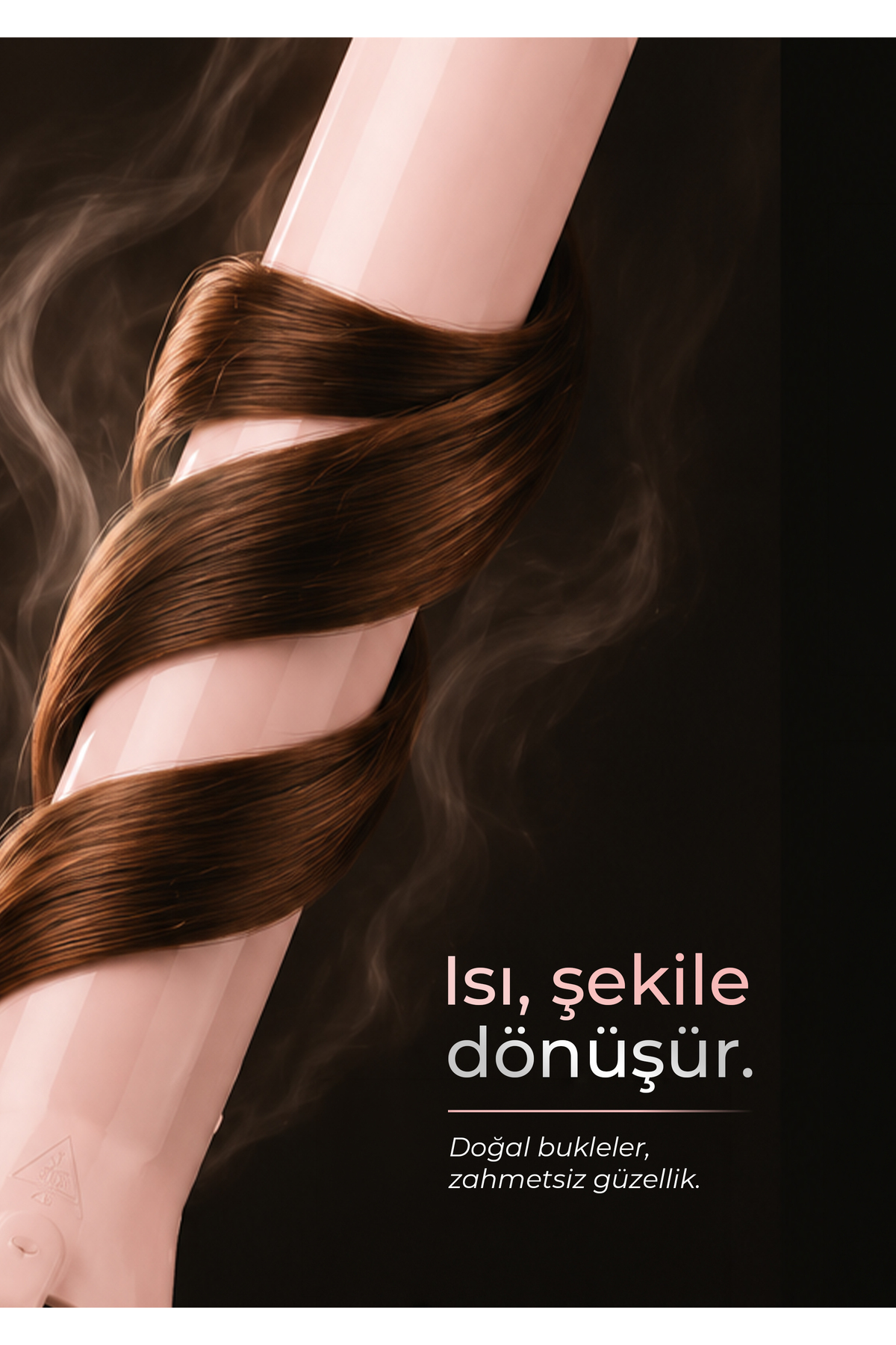 Kahverengi saçlı ve buharlı saç şekillendirici.