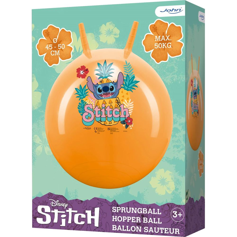 Pelota saltarina naranja con diseño de Stitch, 45-50cm, máx. 50kg.