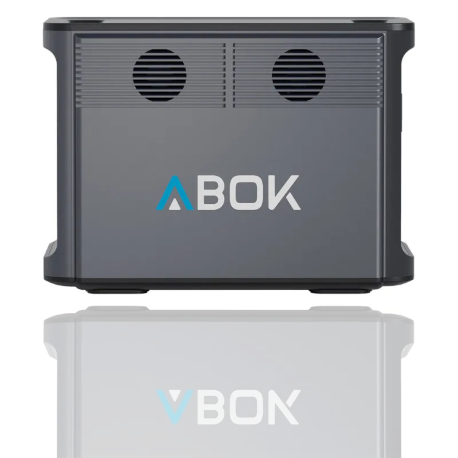 Szare urządzenie elektroniczne z logo ABOK i dwoma okrągłymi otworami wentylacyjnymi na górze.