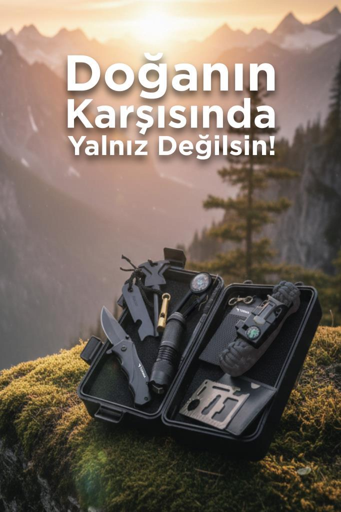 Açık siyah outdoor alet çantası yosunlu zeminde duruyor.