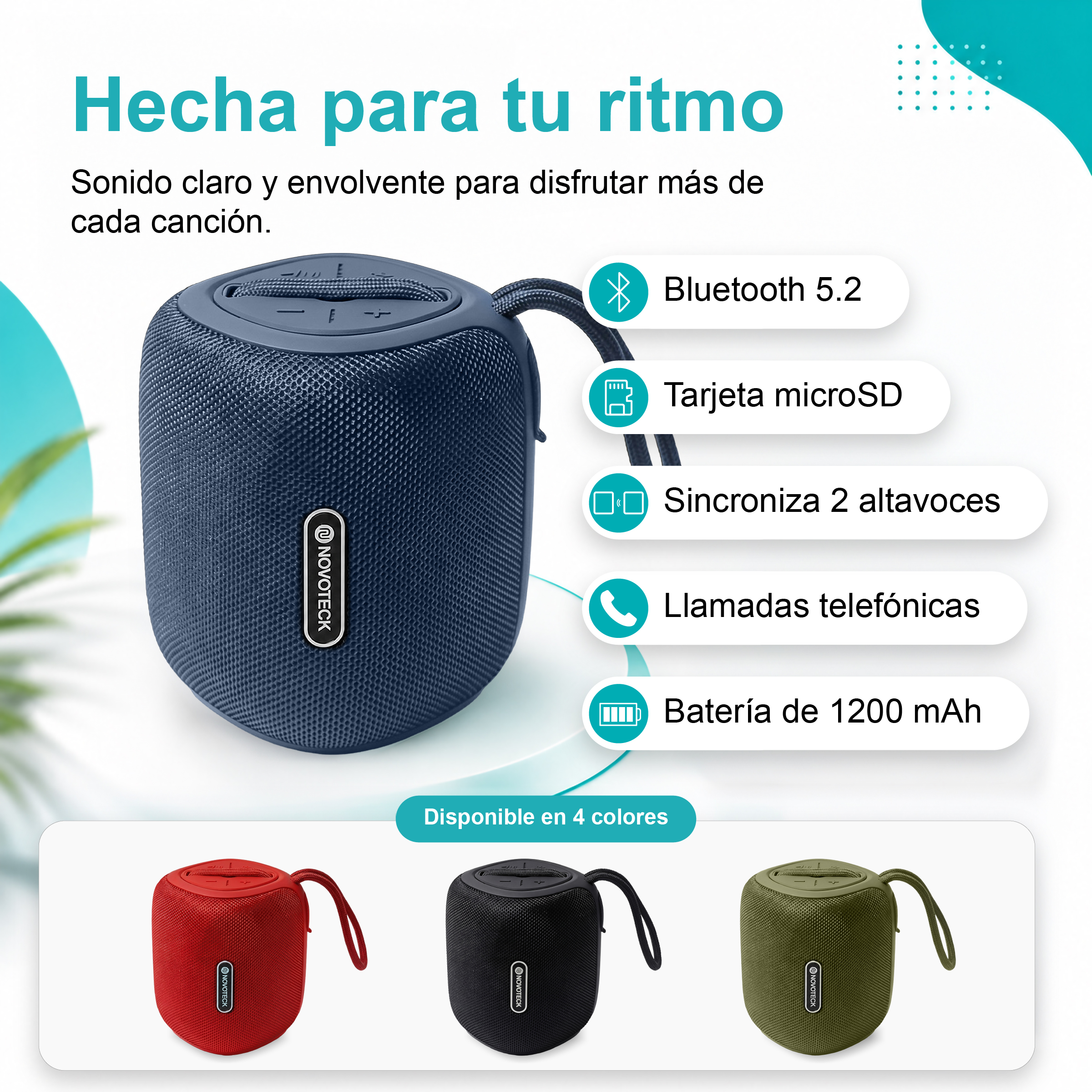 Altoparlante Bluetooth blu con funzioni di ricarica e MicroSD.