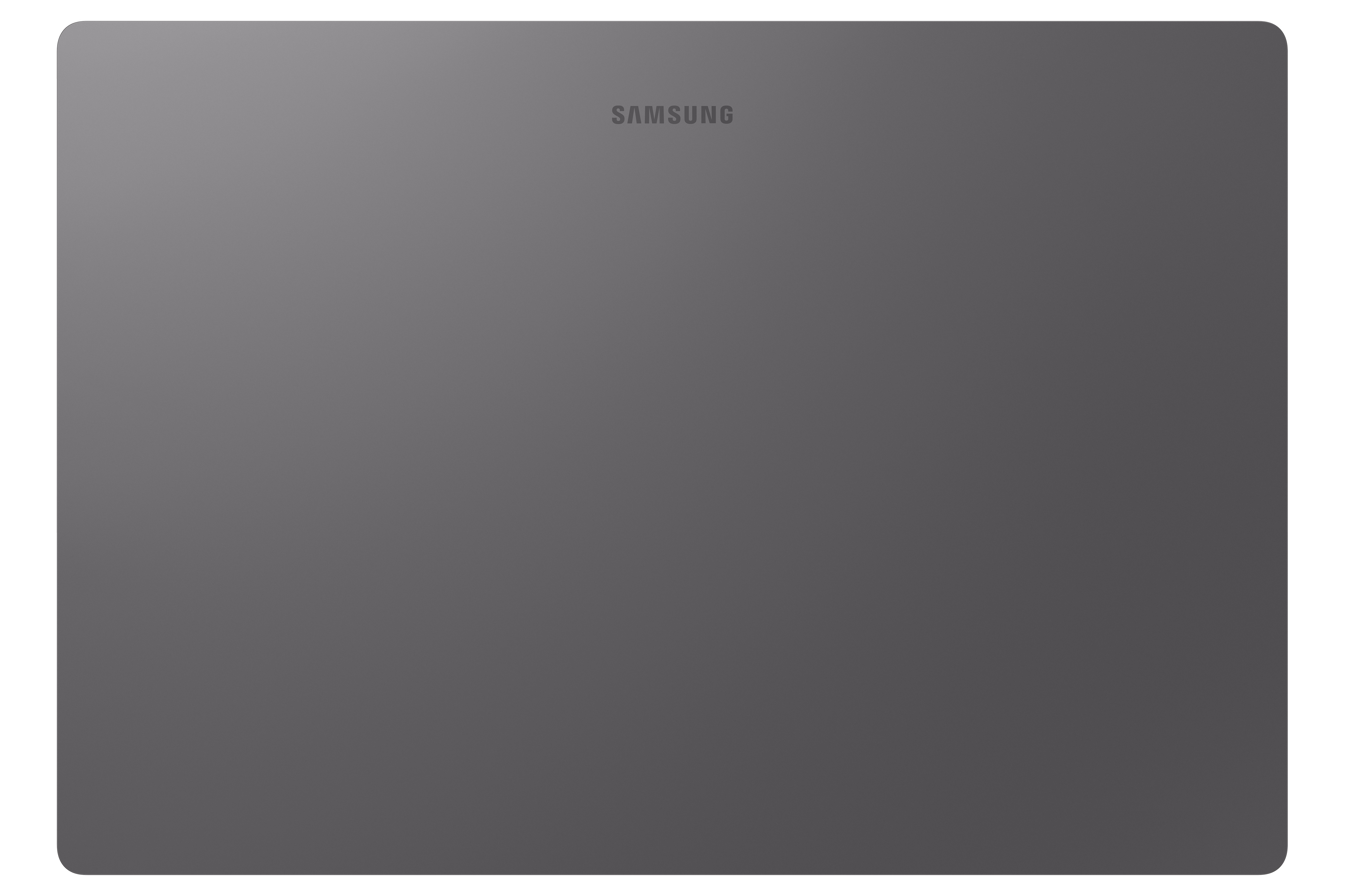 Tablet Samsung grigio con angoli arrotondati.