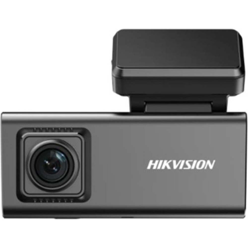 Solda siyah lens yuvası ve üstte siyah modülü olan gri bir Hikvision araç kamerası.