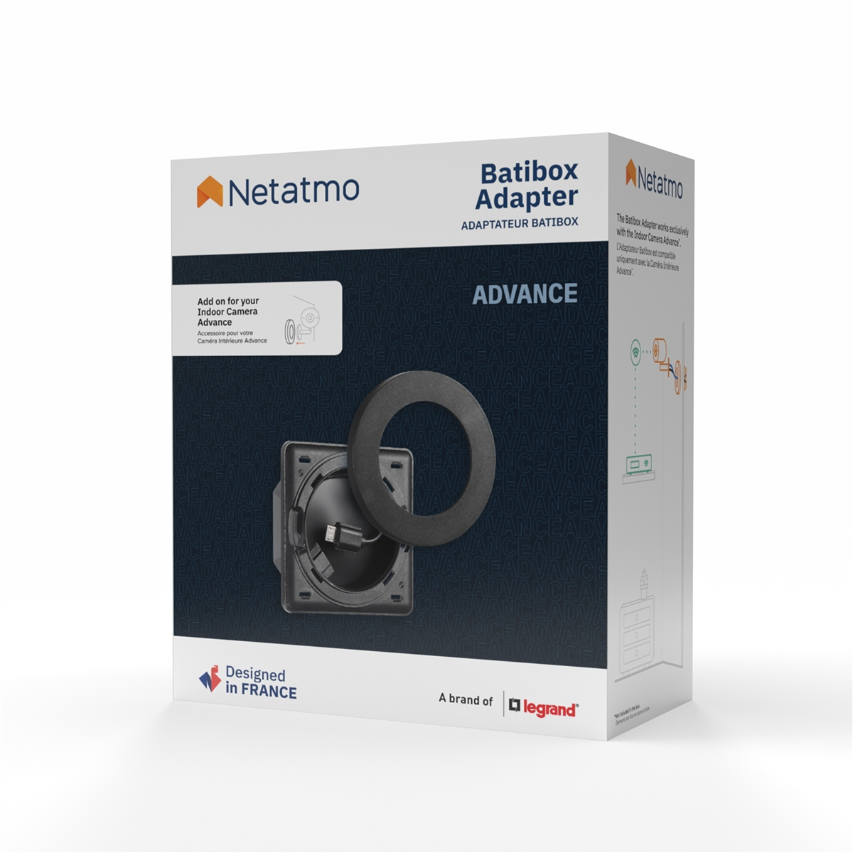 Confezione adattatore Batibox Netatmo per Telecamera Interna Advance.