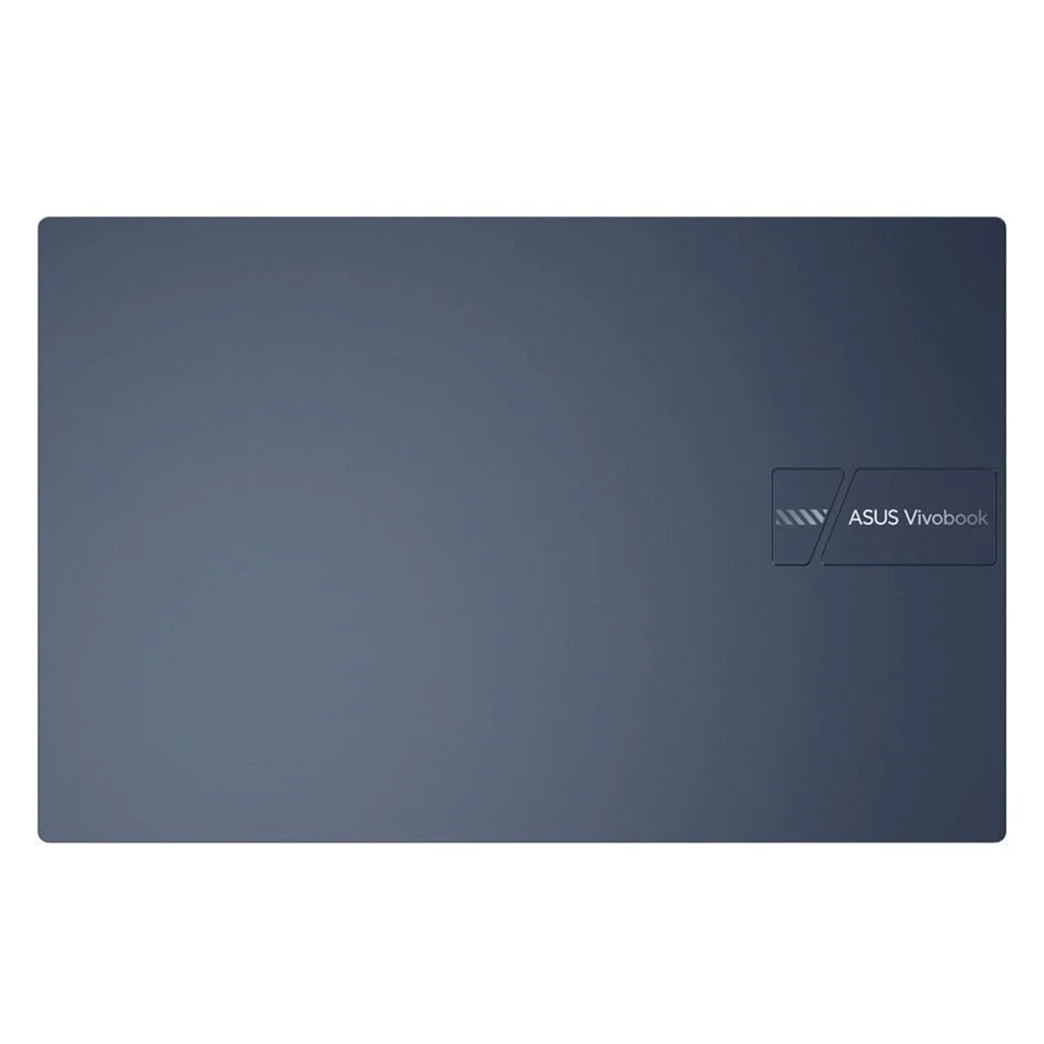 Sağ tarafta ASUS Vivobook logosu bulunan lacivert dizüstü bilgisayar.