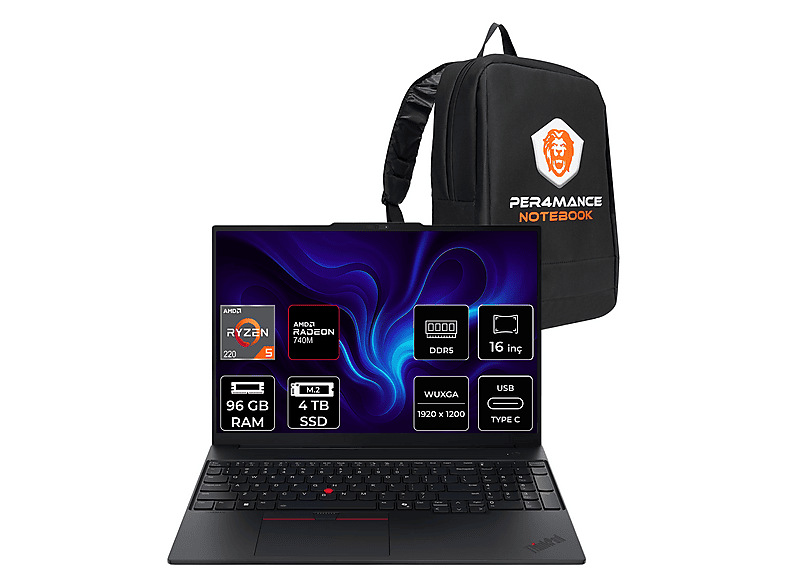 LENOVO TP E16 FHD+ 21ST0058TXP345 PER4 AMD Ryzen 5 220 96 GB RAM 4