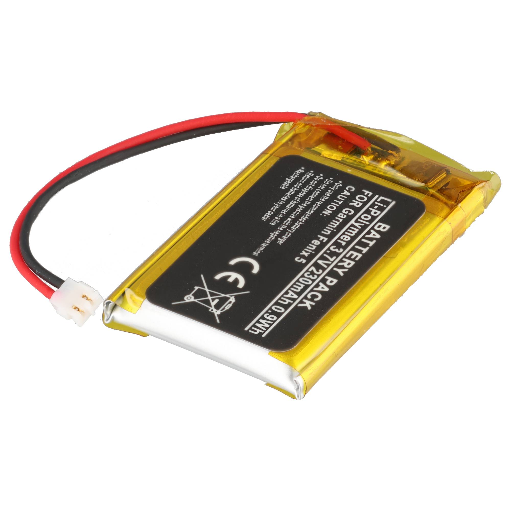 Li-Polymer Akku für Garmin Fenix 5, 3.7V, 230mAh, mit Kabel.