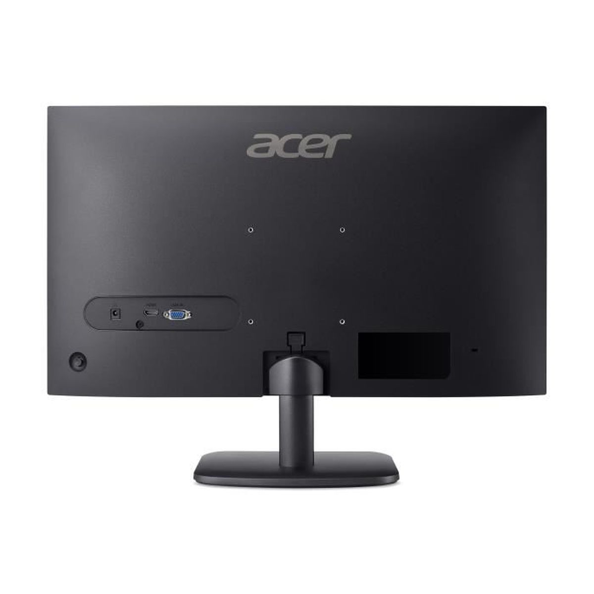 Vista posteriore di un monitor Acer nero con porte e supporto.