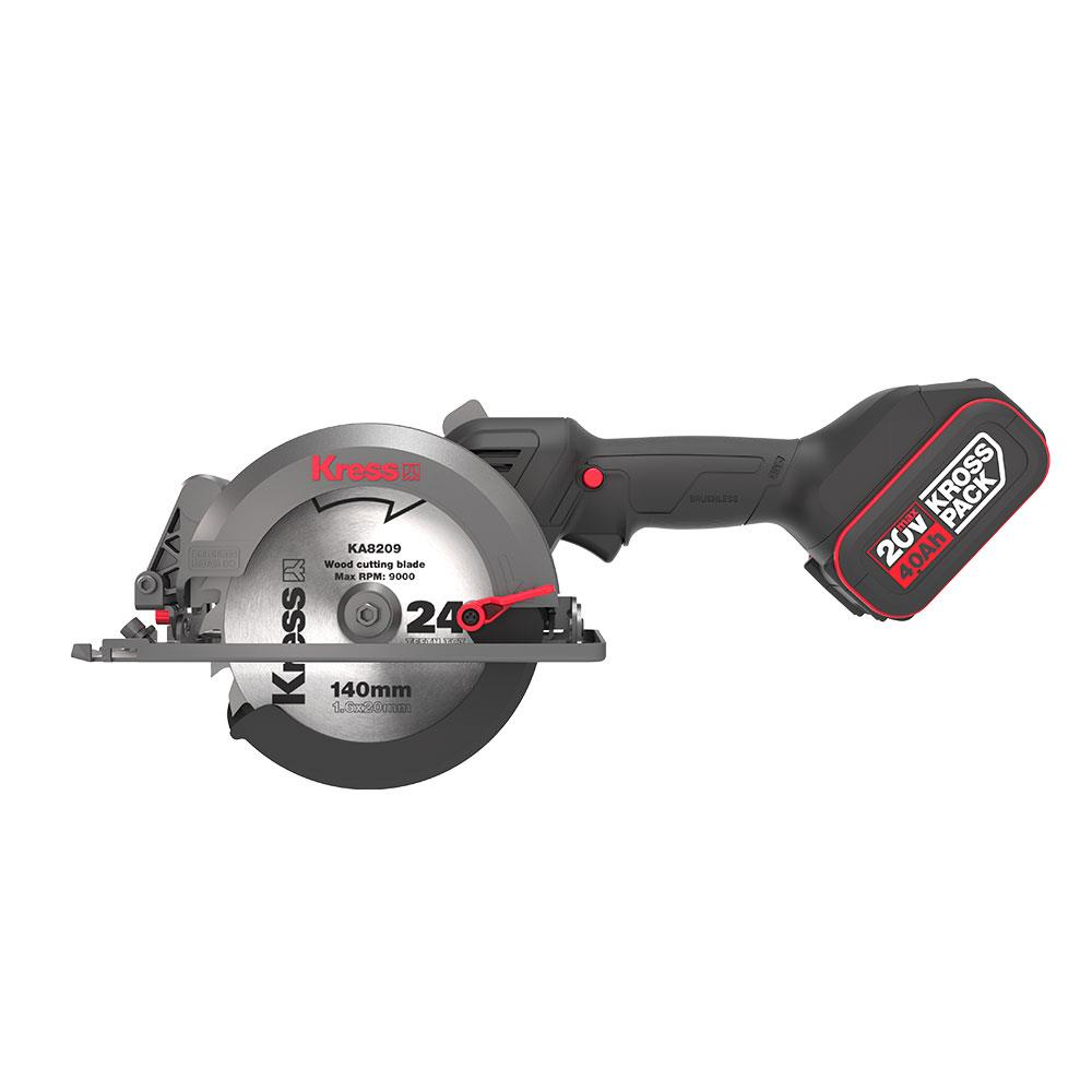 140mm bıçaklı, 20V pilli, 9000 devir/dk Kress dairesel testere.