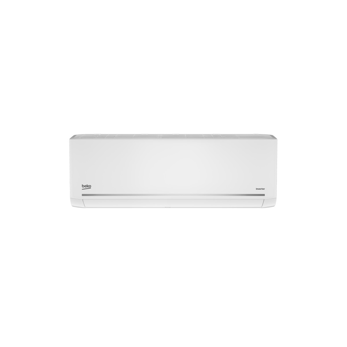 Unità di condizionatore d'aria bianco con logo Beko e testo "Inverter".
