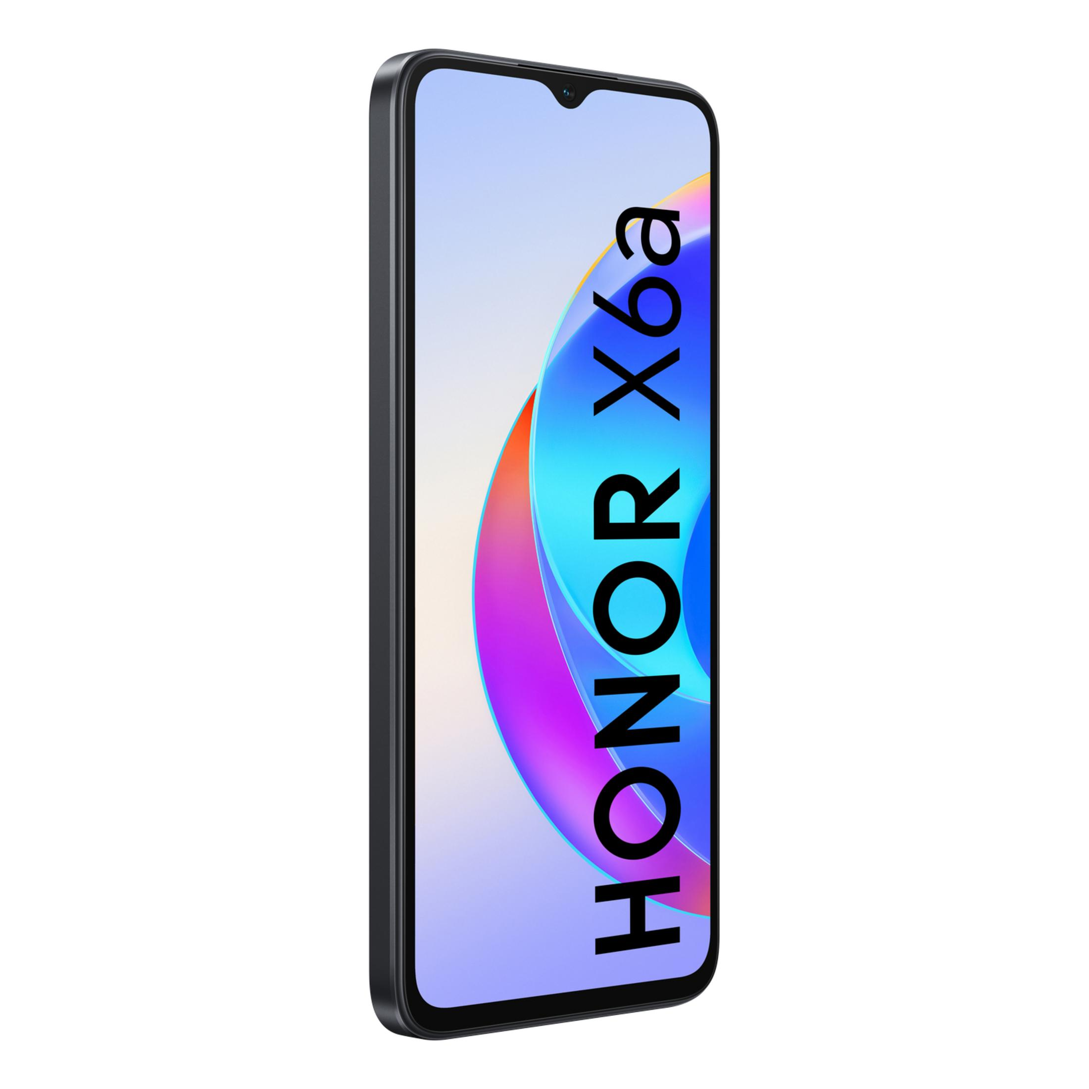 Uno smartphone nero con la scritta HONOR X6a sullo schermo.