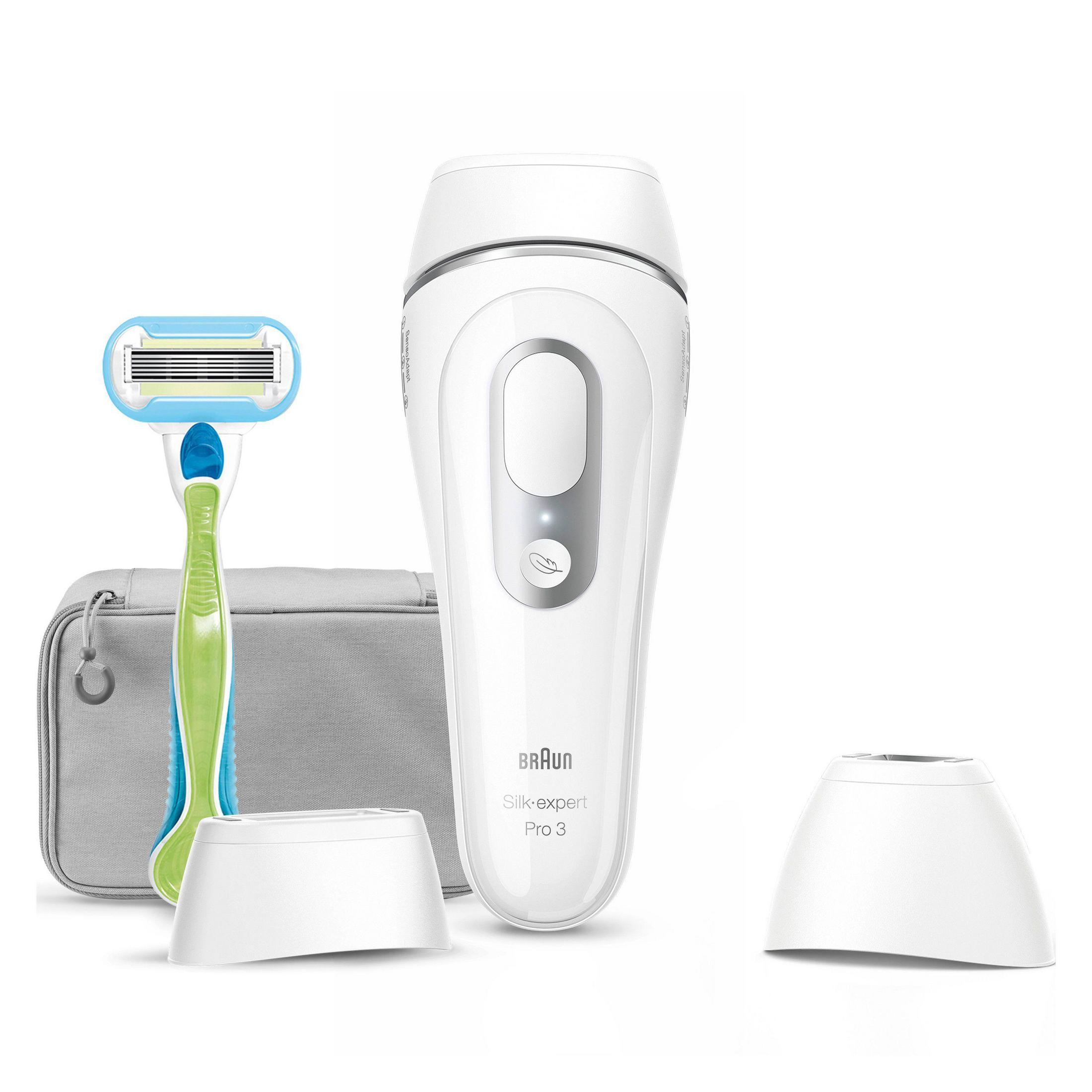 Dispositivo IPL Braun Silk-expert Pro 3, rasuradora Venus, bolsa y dos bases.