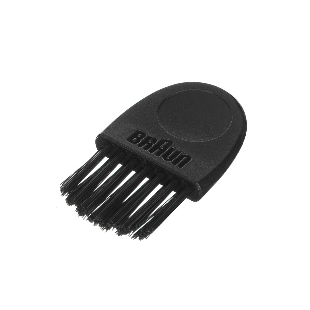 Schwarzer Reinigungsbürstenkopf mit BRAUN-Logo, für elektrische Rasierer.