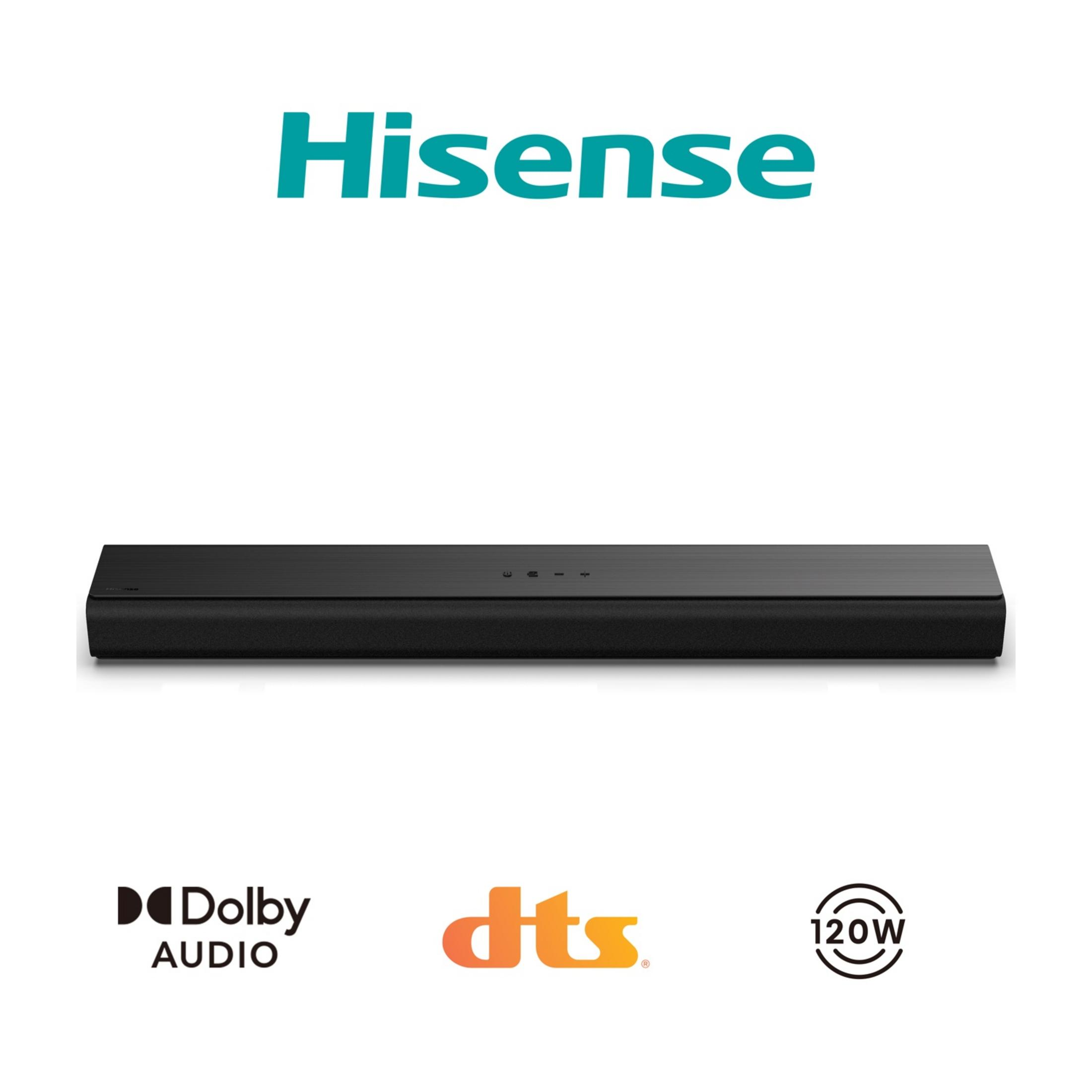 Hisense Soundbar mit Dolby Audio, DTS und 120W Leistung.