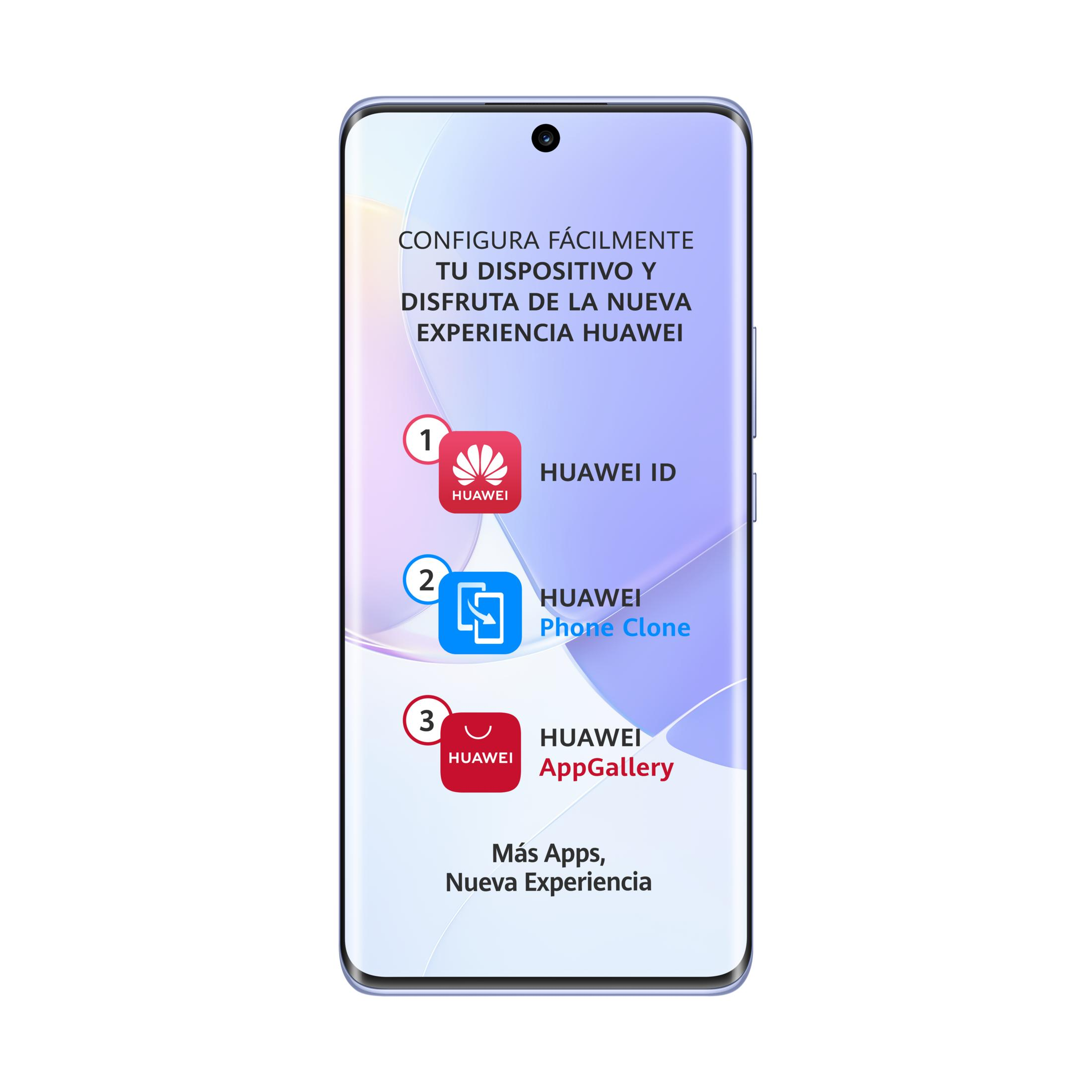 Pantalla de smartphone muestra Huawei ID, Phone Clone y AppGallery.