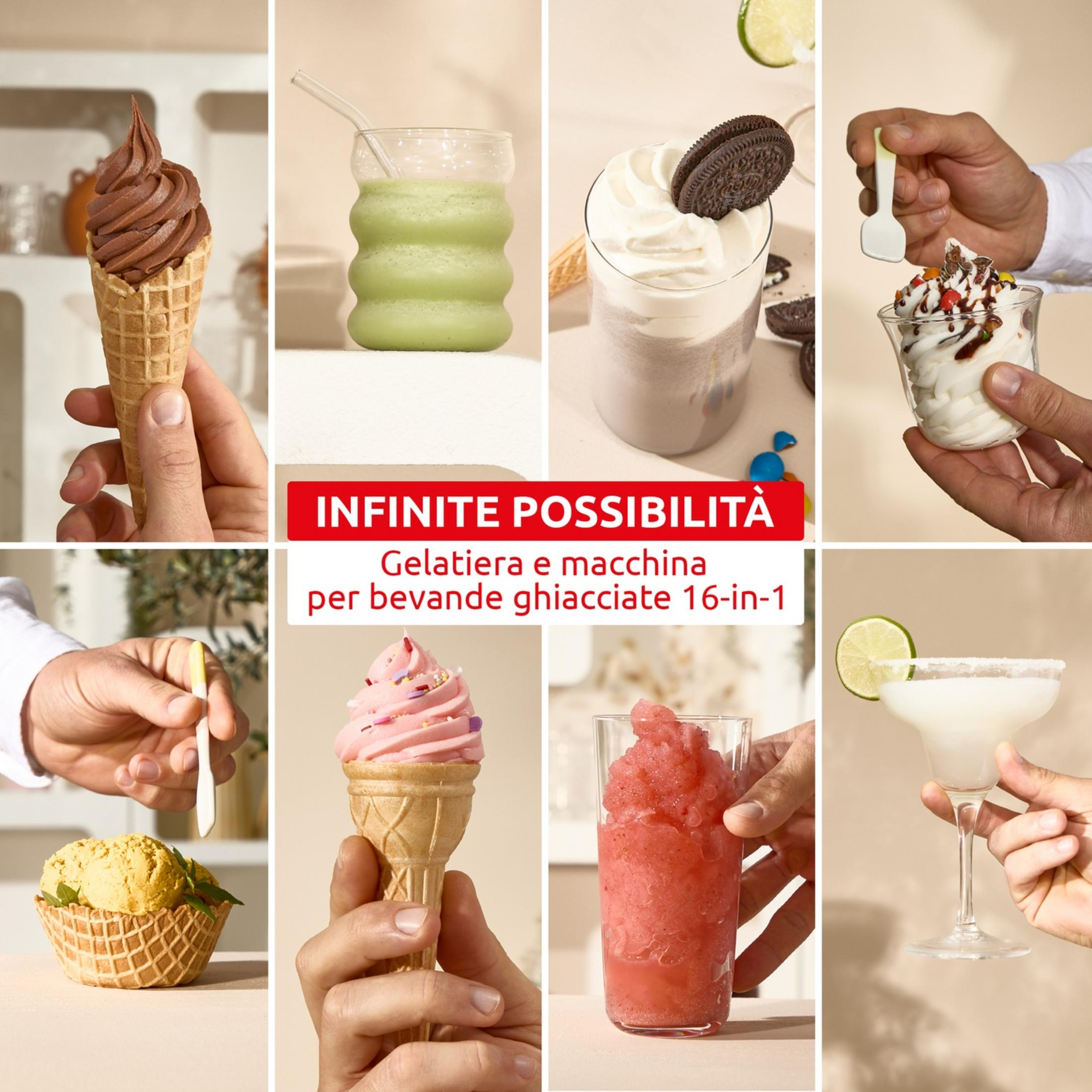 Collage di vari gelati, bevande e un margarita. Testo: Infinite possibilità.