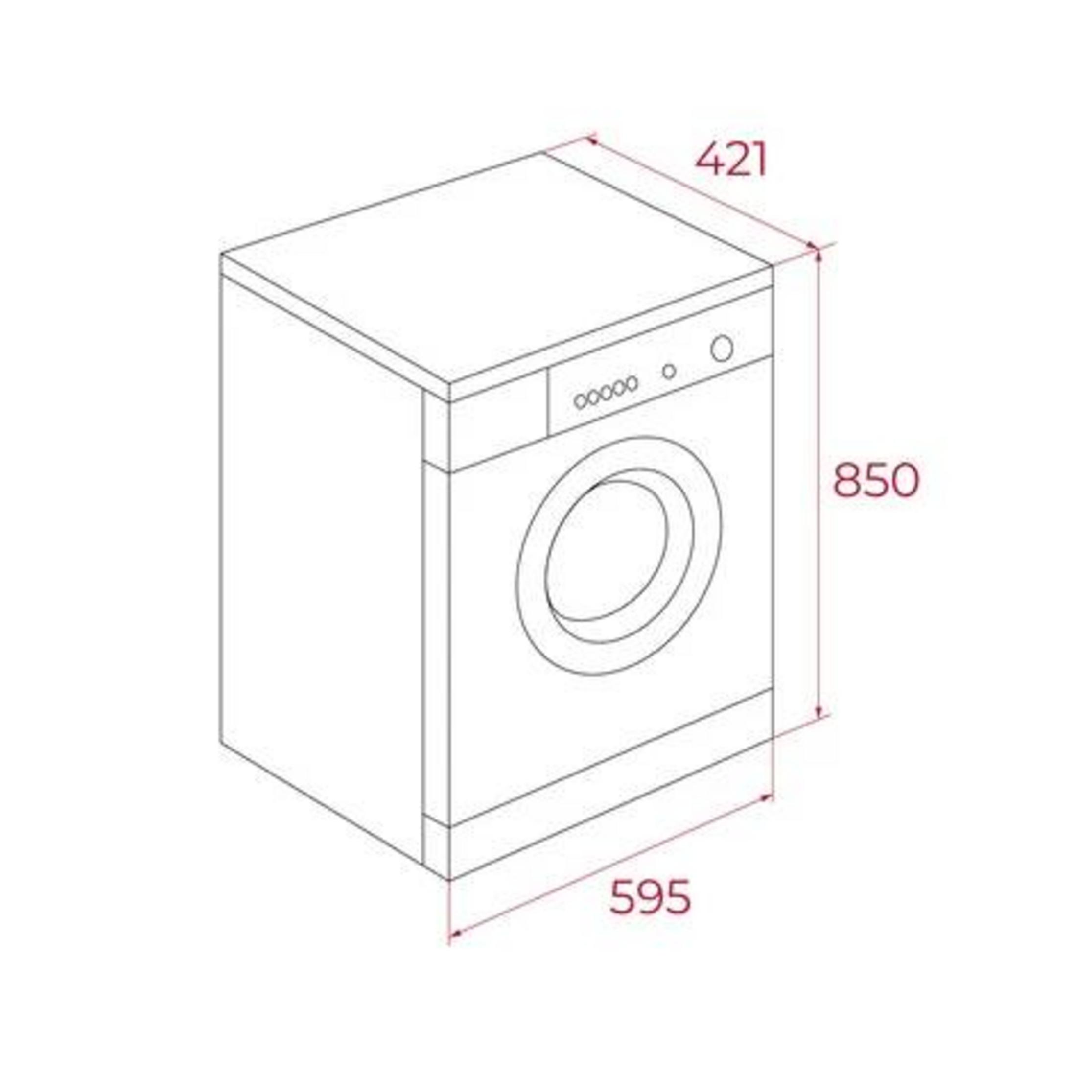 Uno schema di lavatrice con dimensioni.