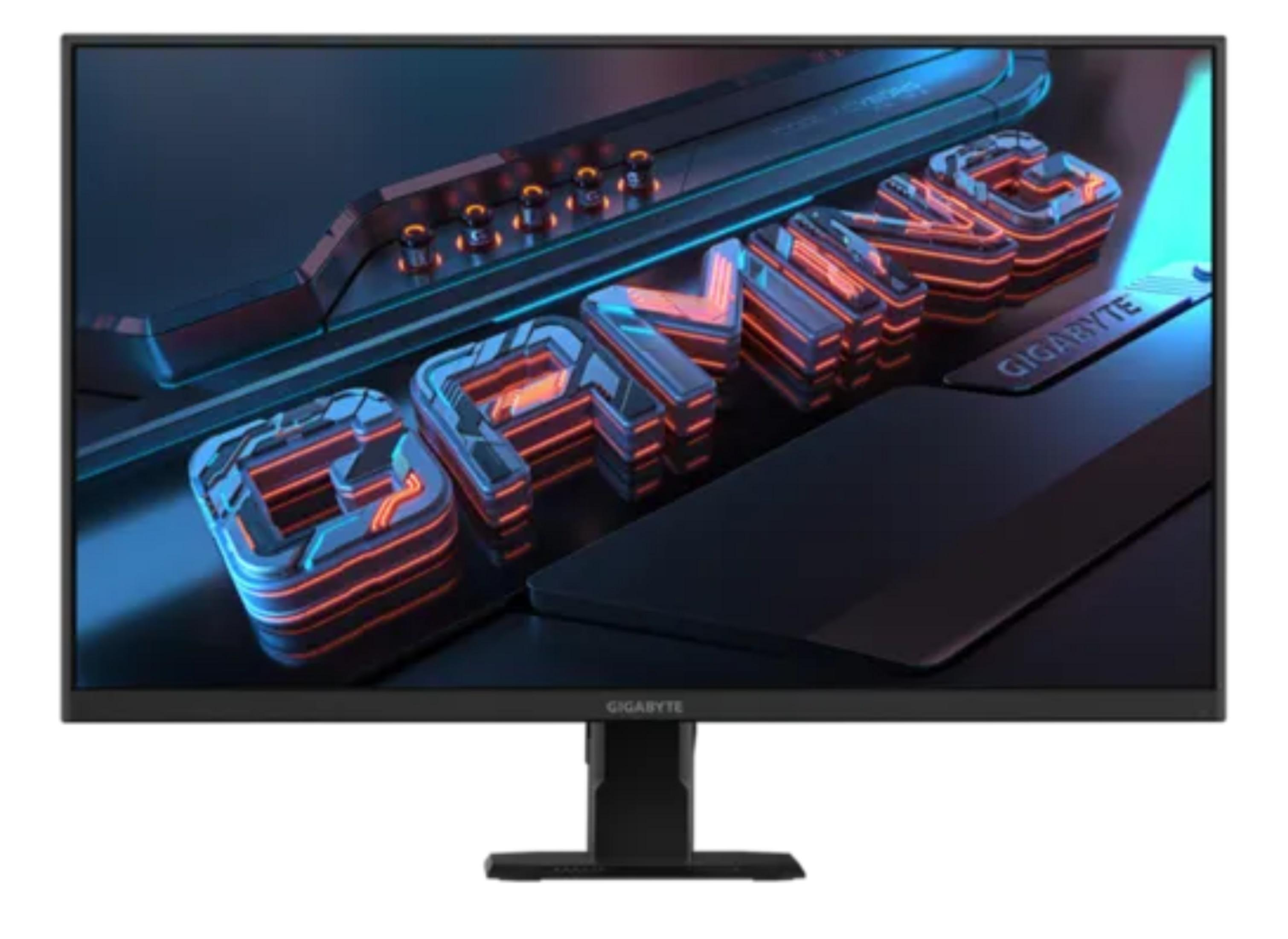 Ein Gaming-Monitor mit futuristischem Design und leuchtenden Akzenten.