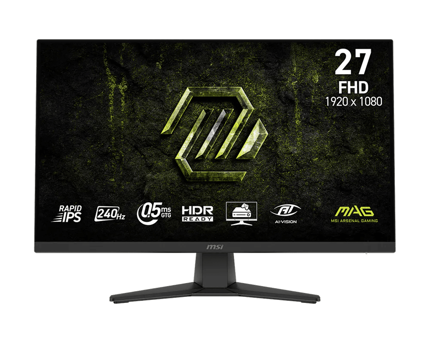 MSI 27 inç FHD monitör, 240Hz, Rapid IPS, 0.5ms GTG, HDR Ready.
