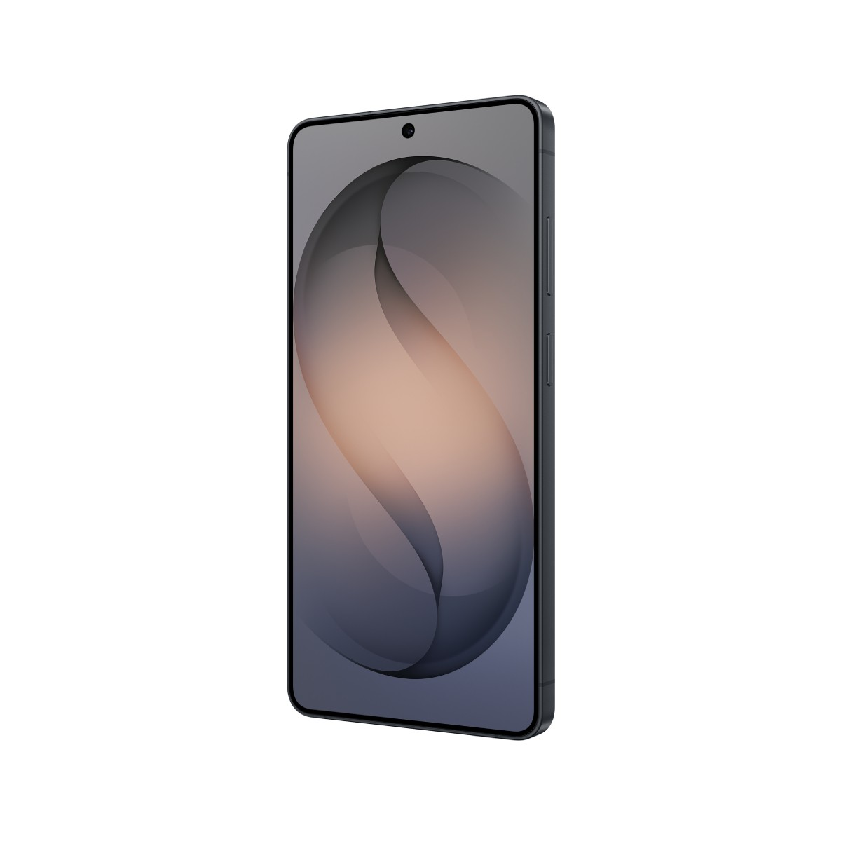 Ein dunkles Smartphone mit einem abstrakten Hintergrund auf dem Bildschirm.