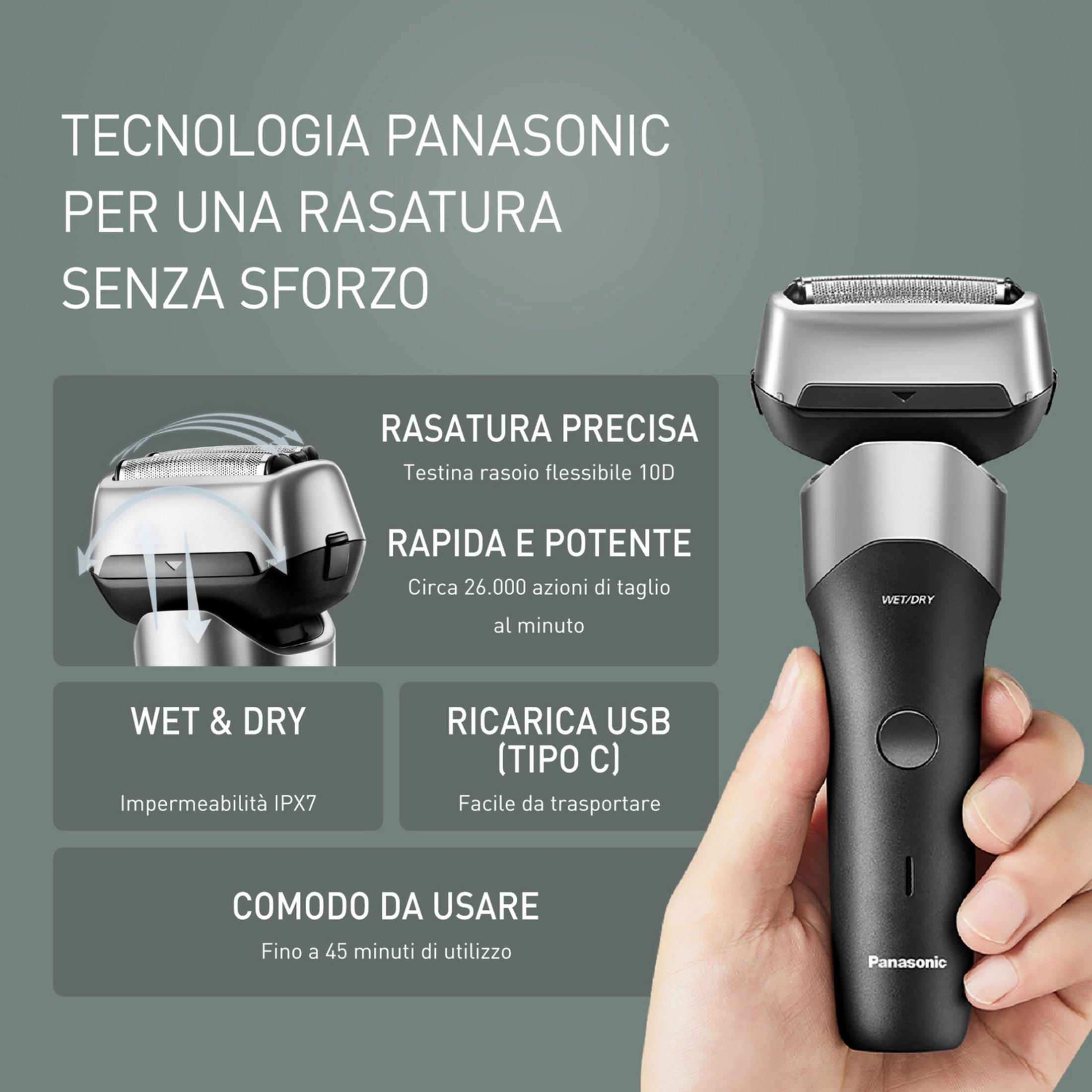 Panasonic Rasierer: präzise, schnell, stark, nass/trocken, IPX7, USB-C.