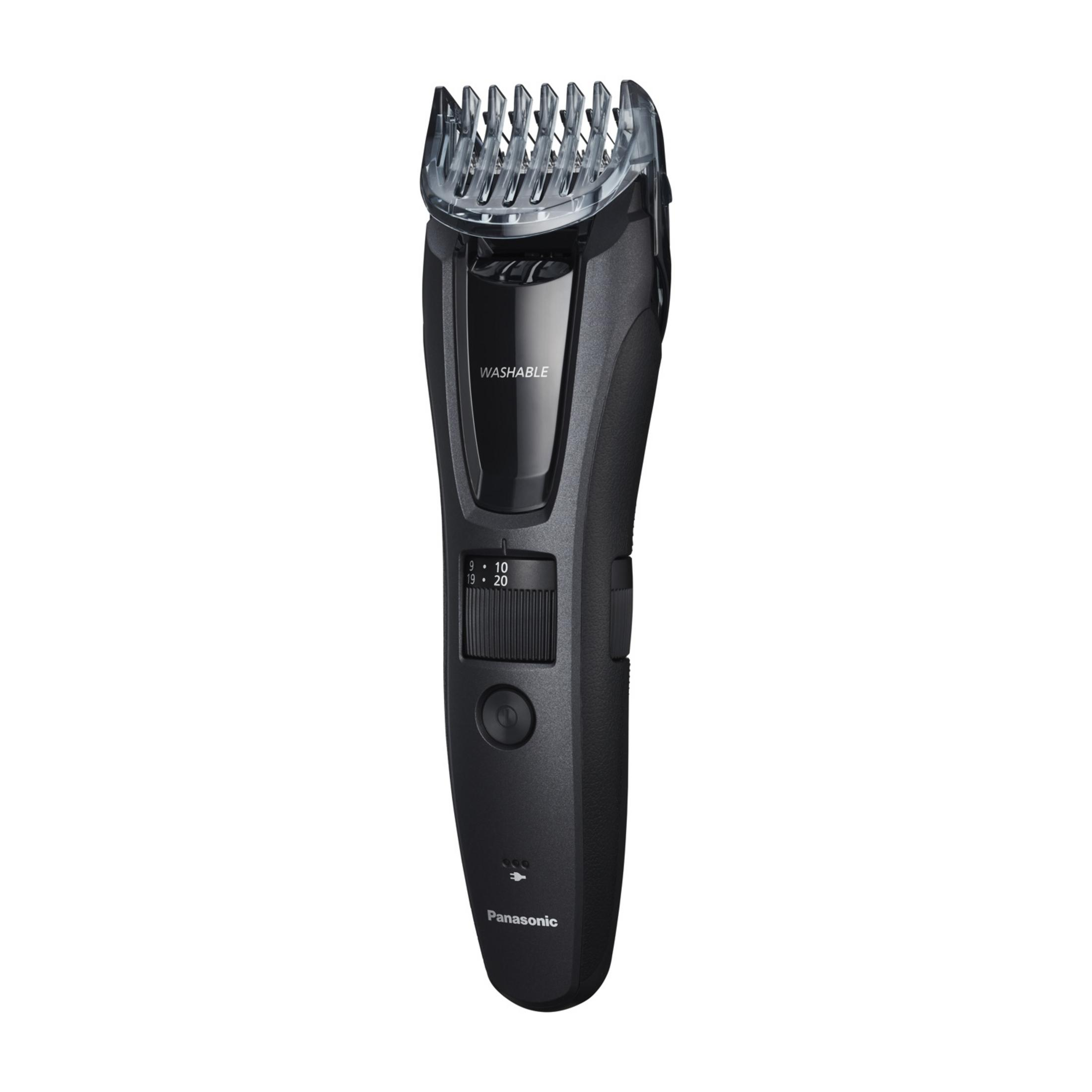 Regolabarba Panasonic nero con pettine lavabile e indicatore di carica.