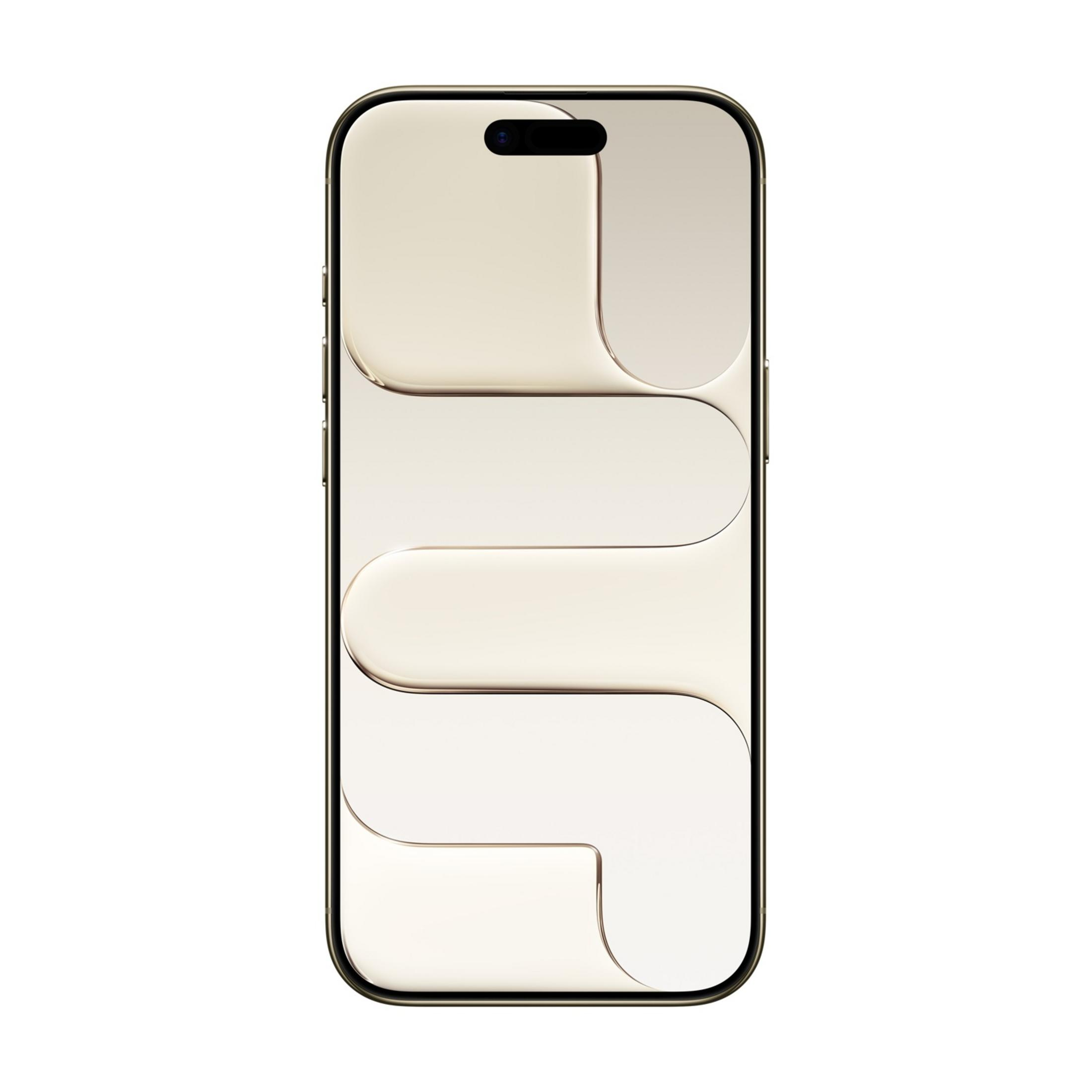 Una pantalla de smartphone dorada con un patrón abstracto y ondulado.