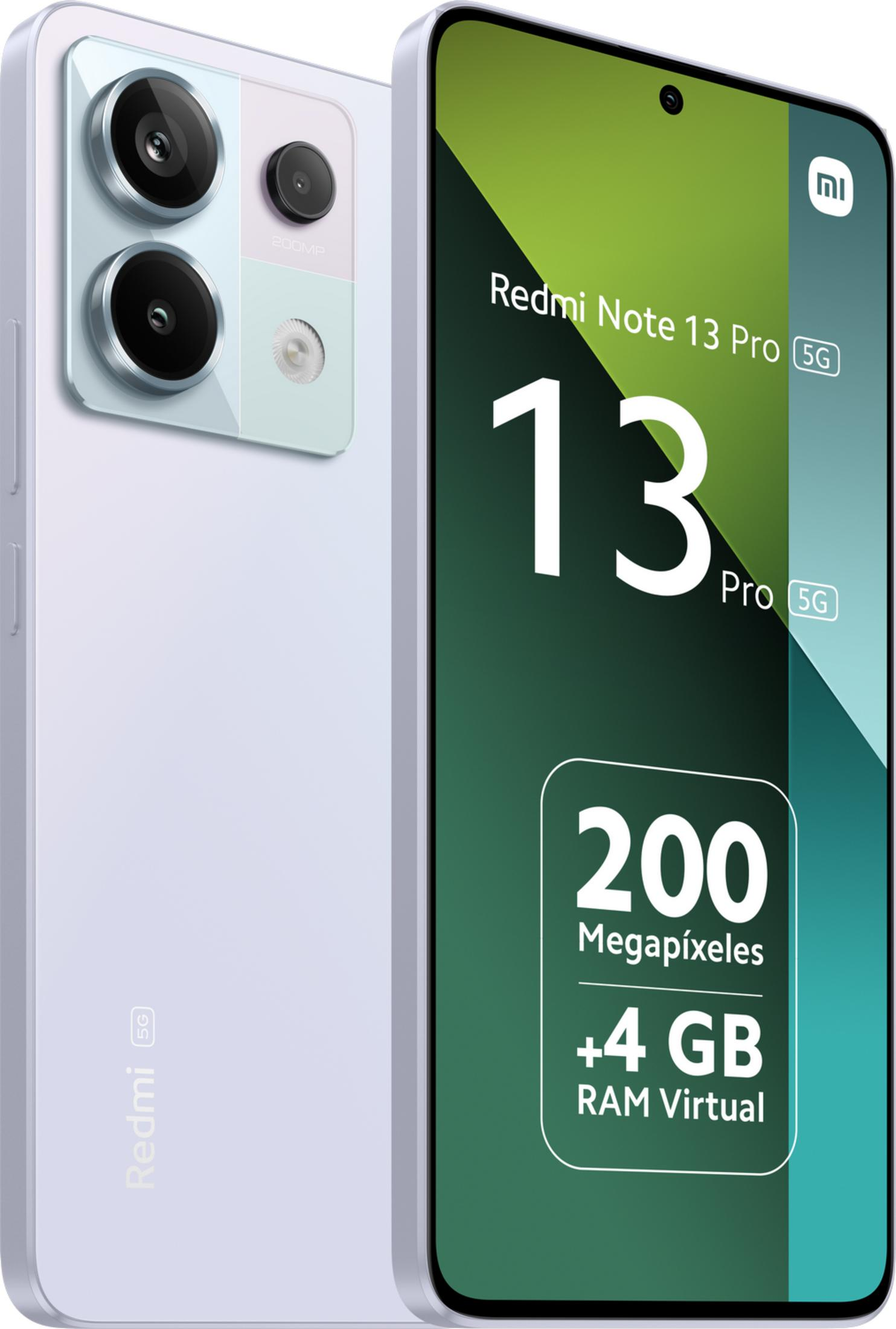 Ein hellviolettes Smartphone mit zwei Kameras und einem grünen Bildschirm, der Werbung zeigt.
