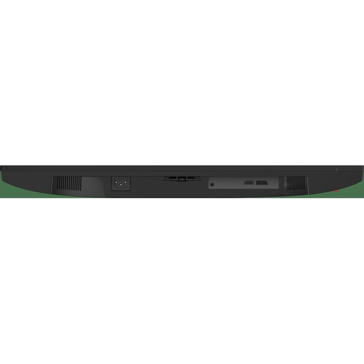 Back of black monitor showing ports: power, USB, HDMI.