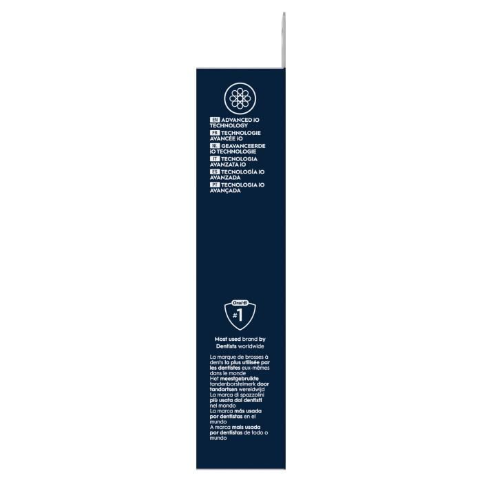 Verpackung mit Text 'Advanced IO Technology' und 'Most used brand by Dentists worldwide'.