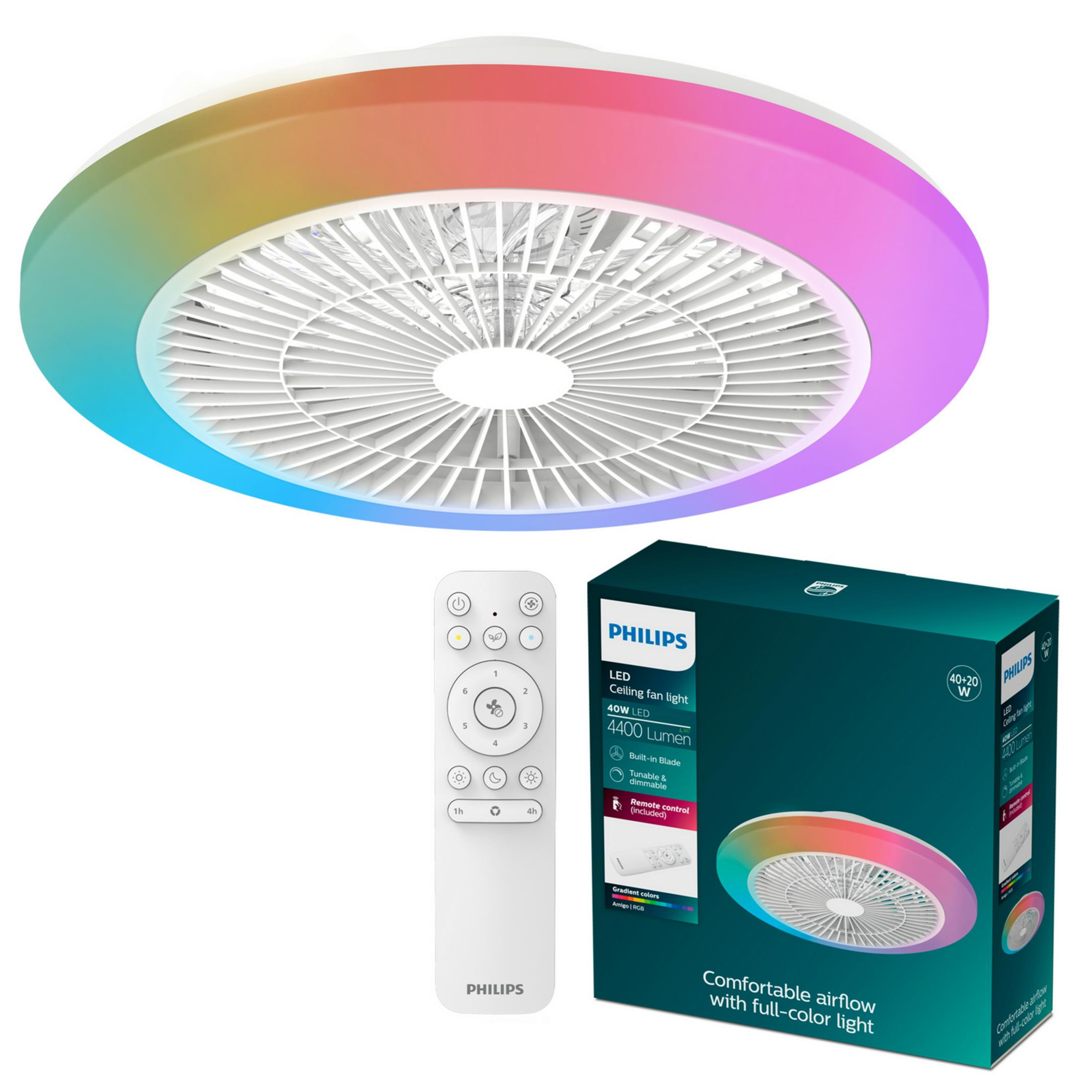 Ventilatore da soffitto a LED con telecomando e cambio colore.