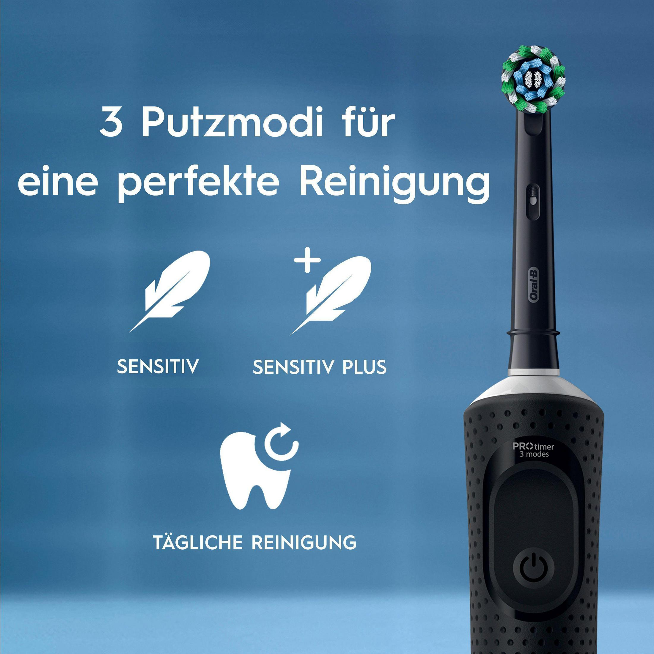 Brosse à dents électrique avec 3 modes de nettoyage : Sensitif, Sensitif Plus, Nettoyage Quotidien.
