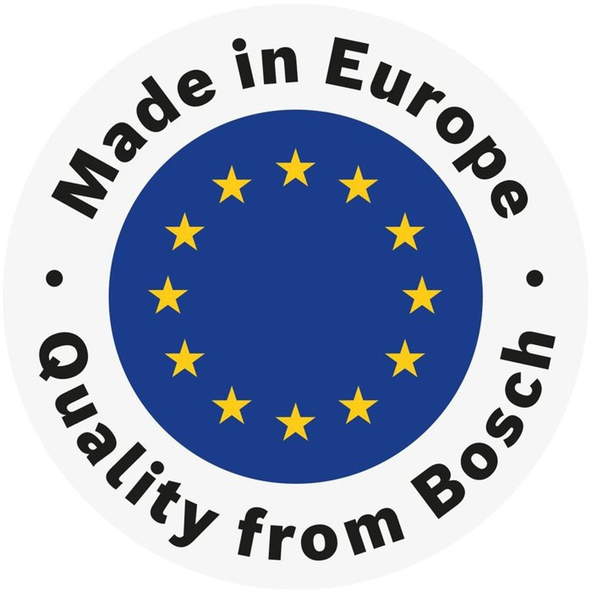 Logo: Made in Europe, Quality from Bosch, with EU star wreath.