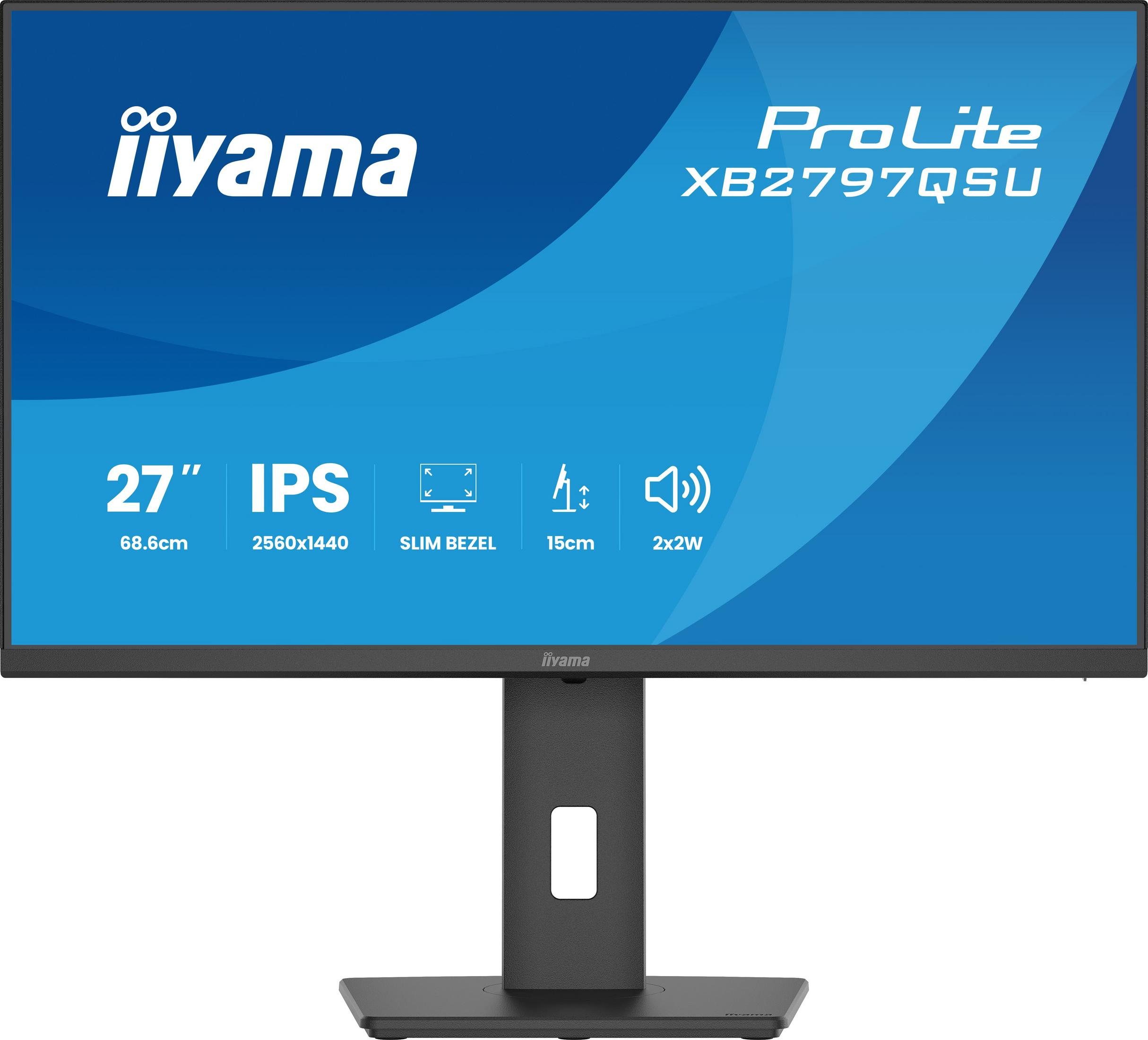 Monitor IPS 27 cali z wąską ramką, rozdzielczością 2560x1440 i głośnikami 2x2W.