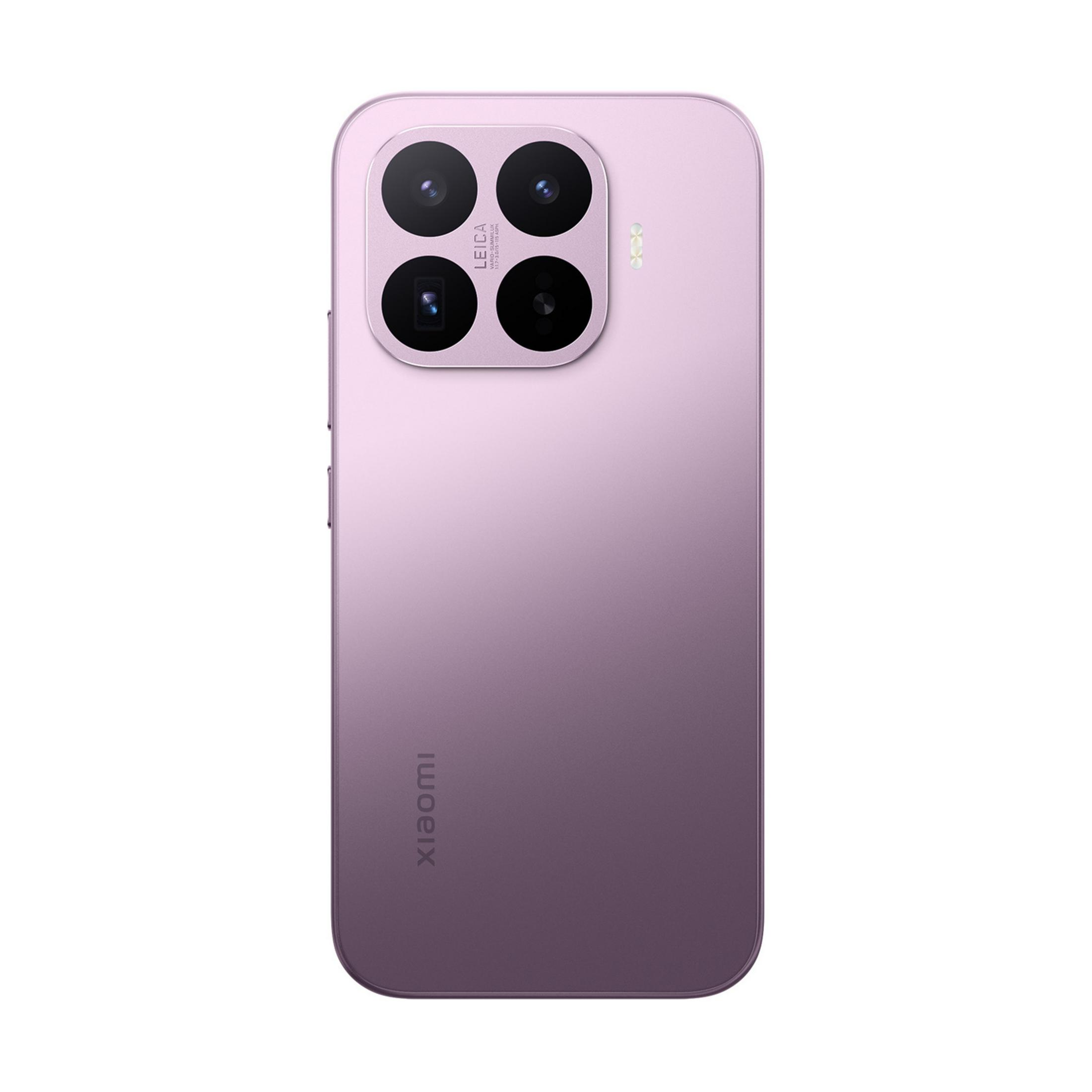 Un teléfono inteligente morado con cuatro cámaras y el logo de Xiaomi.