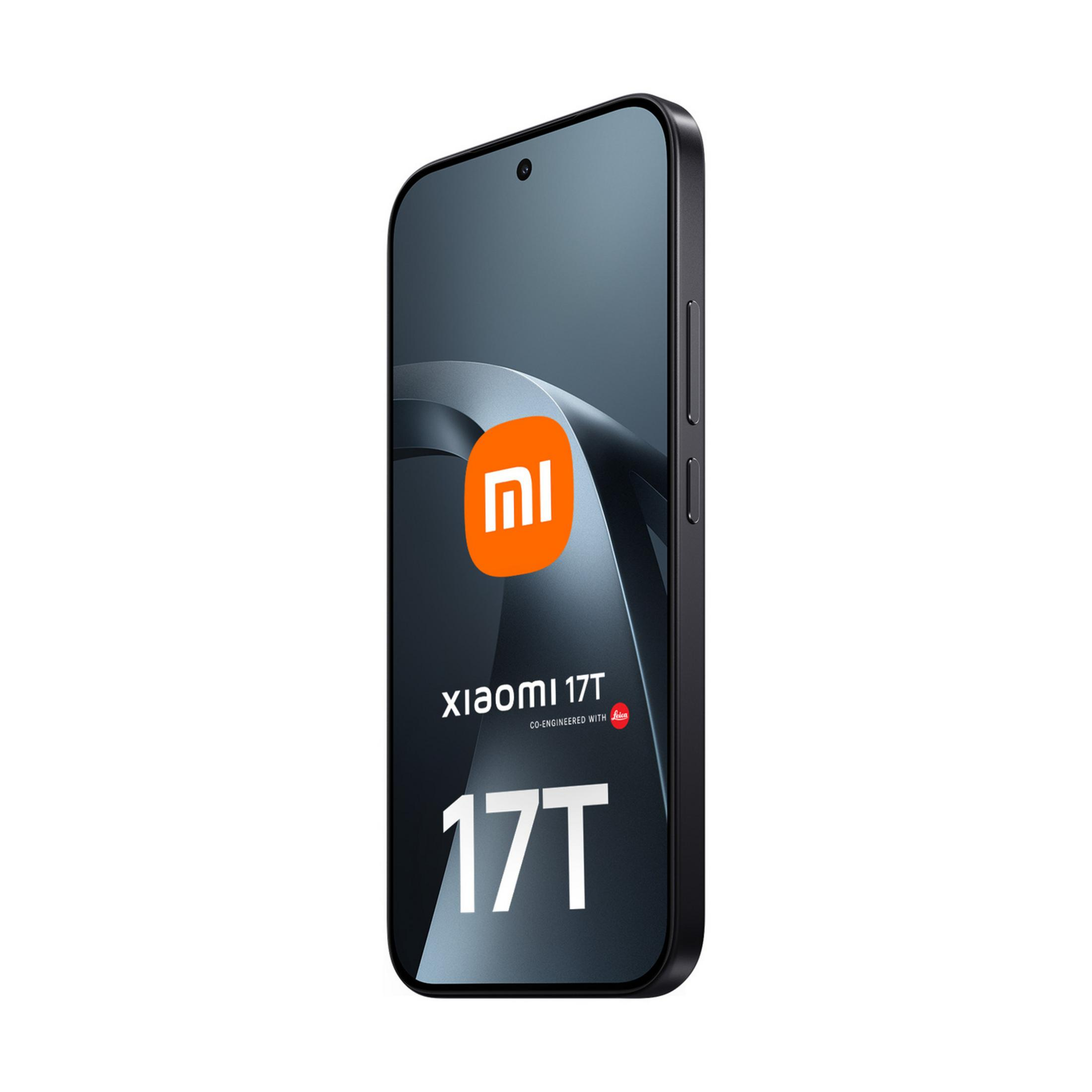 Ein schwarzes Xiaomi 17T Smartphone mit dem Mi-Logo auf dem Bildschirm.