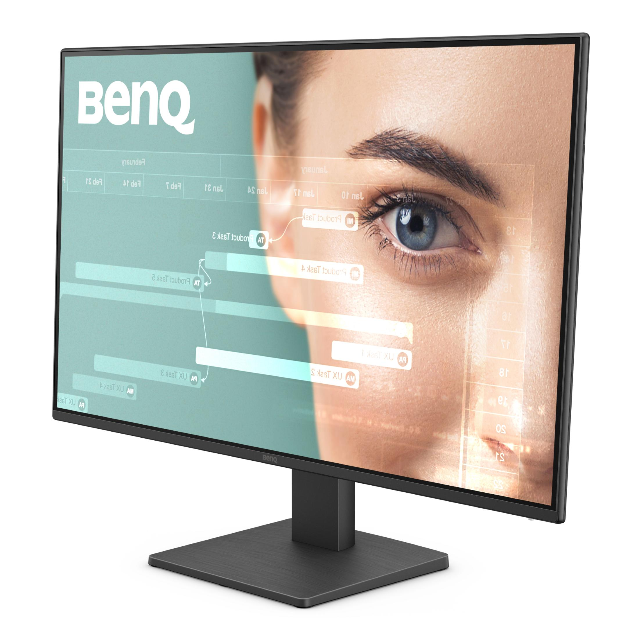 Ein Monitor zeigt ein Auge mit überlagerten Grafiken und dem BenQ-Logo.