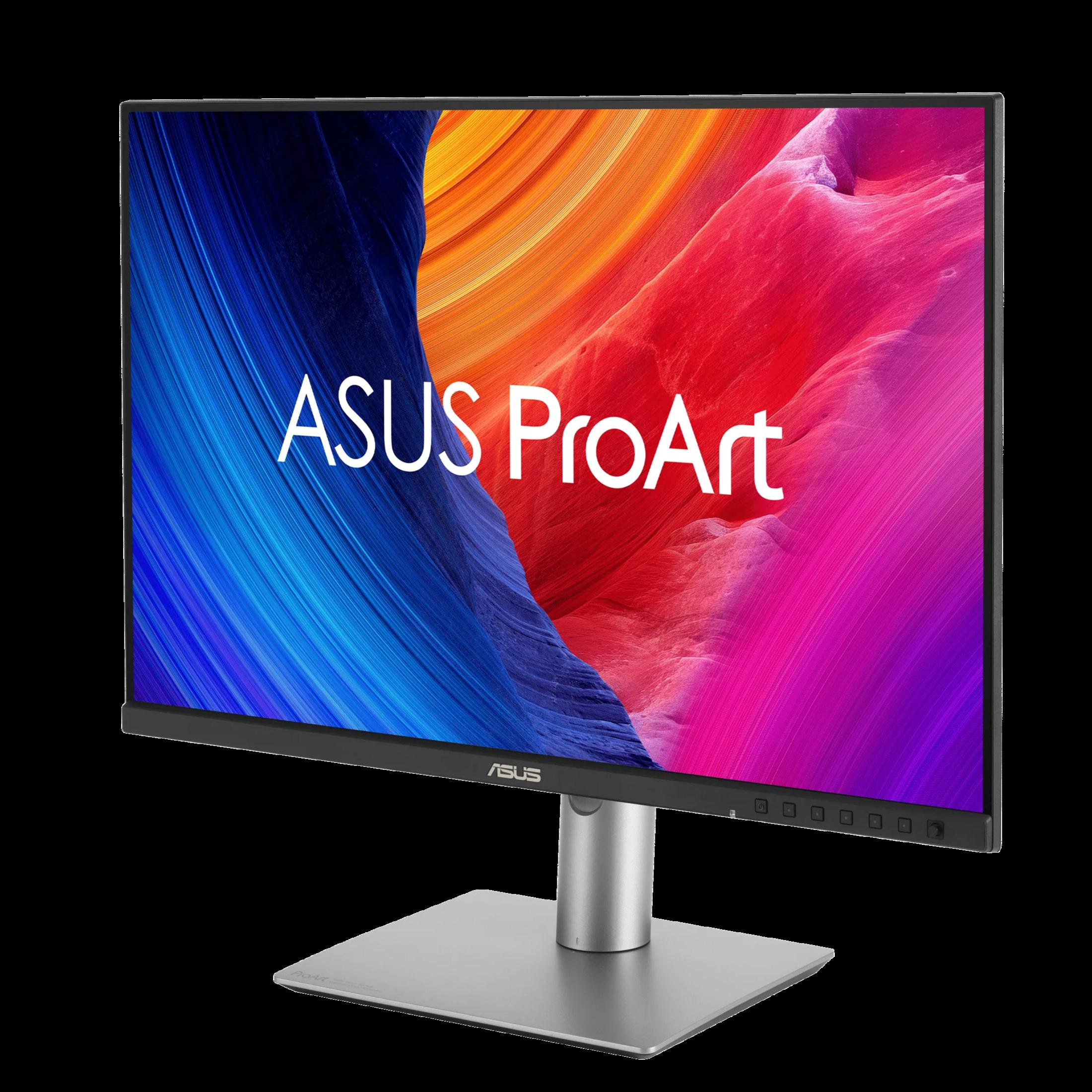 Monitor ASUS ProArt z kolorową tapetą.