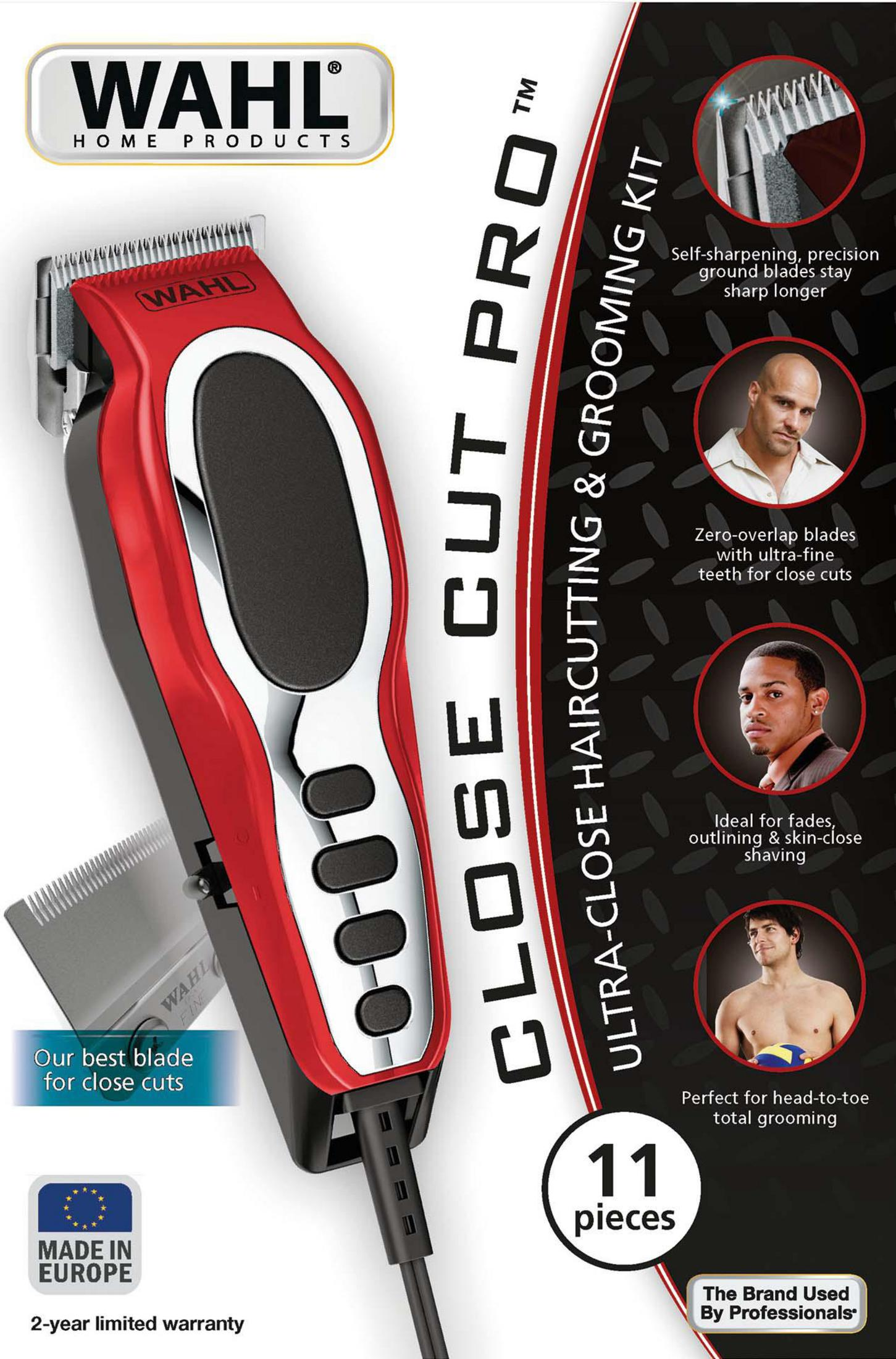 Set de cortapelos Wahl: Cortapelos rojo con accesorios, 11 piezas, fabricado en Europa.