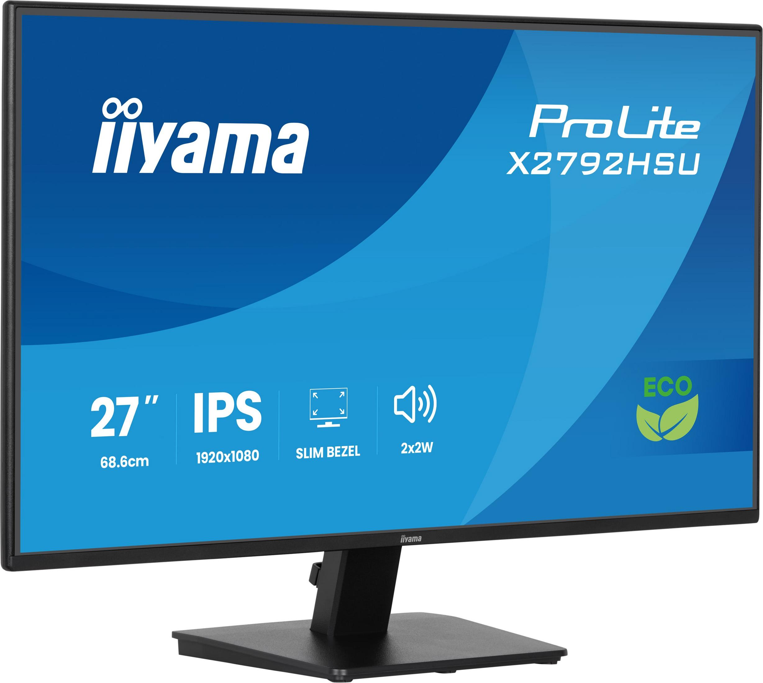 Monitor IPS 27 cali z wąską ramką i rozdzielczością 1920x1080.