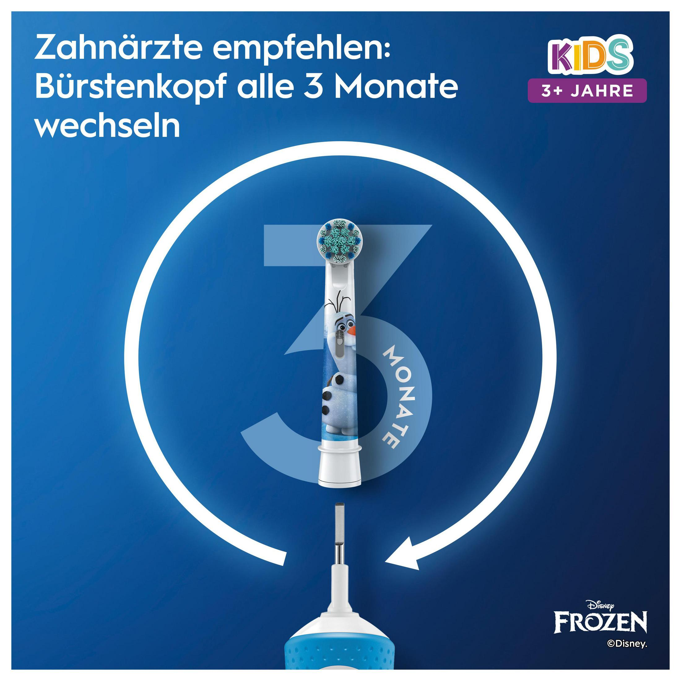 Un cabezal de cepillo de dientes eléctrico con diseño de Olaf recomendado para niños de 3+ años.