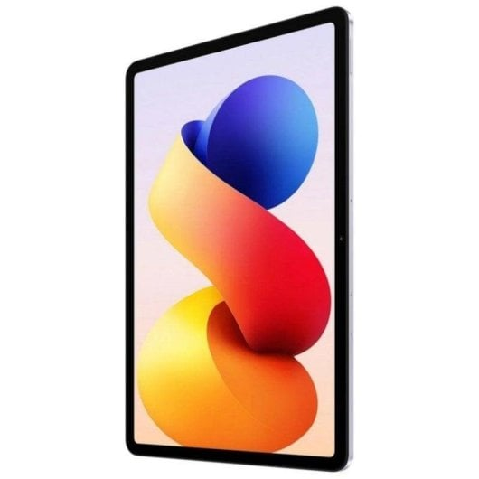 Ein Tablet mit einem bunten, abstrakten Hintergrund im Hochformat.