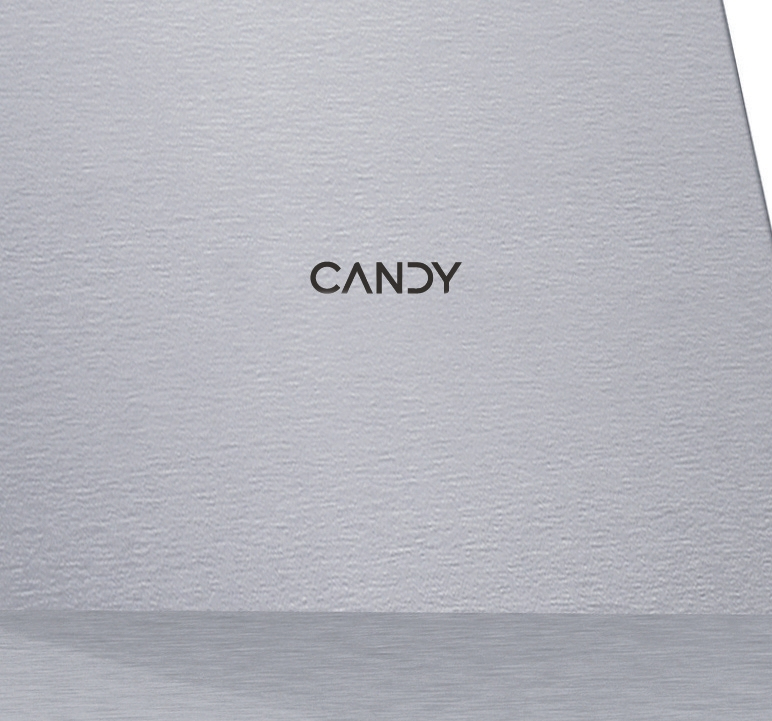 Electrodoméstico gris con el logo negro CANDY centrado.