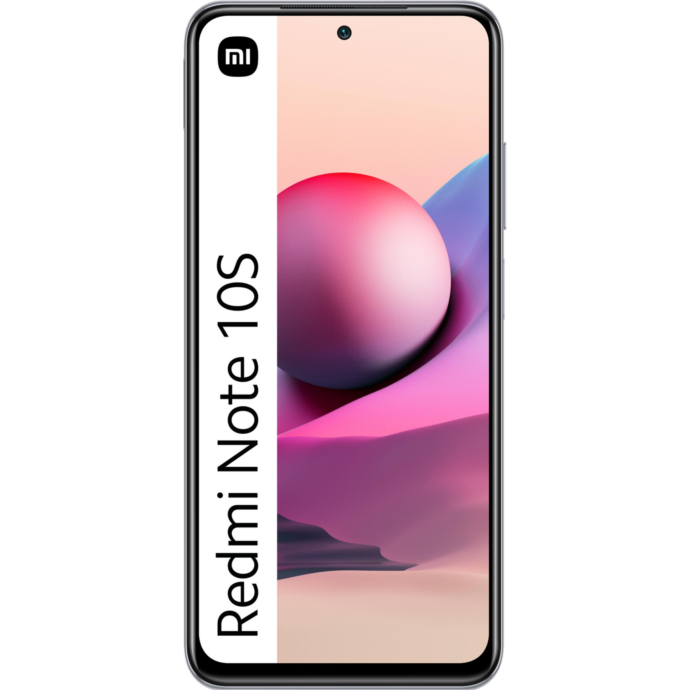 Ein schwarzes Xiaomi Redmi Note 10S Smartphone mit einem bunten Hintergrund.