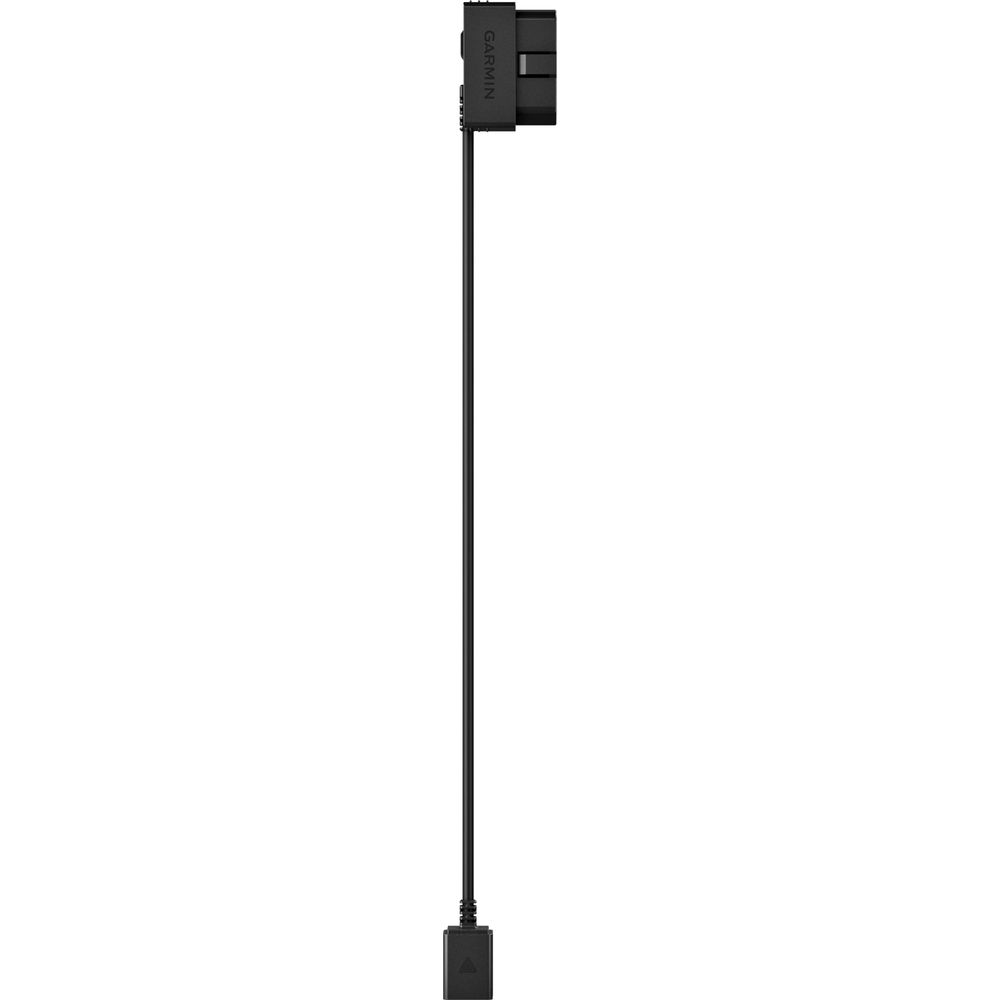 Un cavo di ricarica Garmin nero con connettore USB.