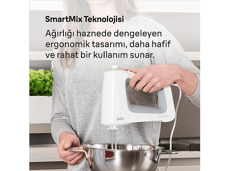 BRAUN HM 5137 WH Handmixer Weiß/Grau (750 Watt, 0.5 l)